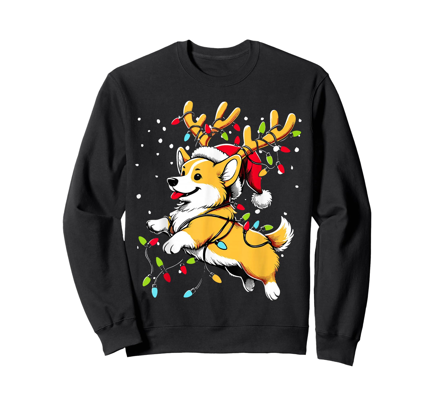 Corgi Santa Christmas Tree Lights, Funny Ugly Pajamas Women T-Shirt
