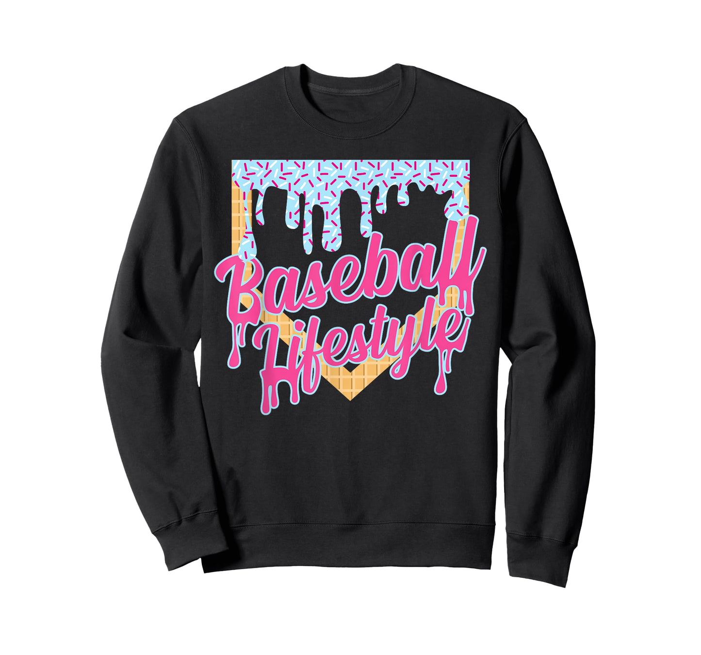 Baseball Lifestyle Home Plate Ice Cream Drip Men Boys Youth T-Shirt