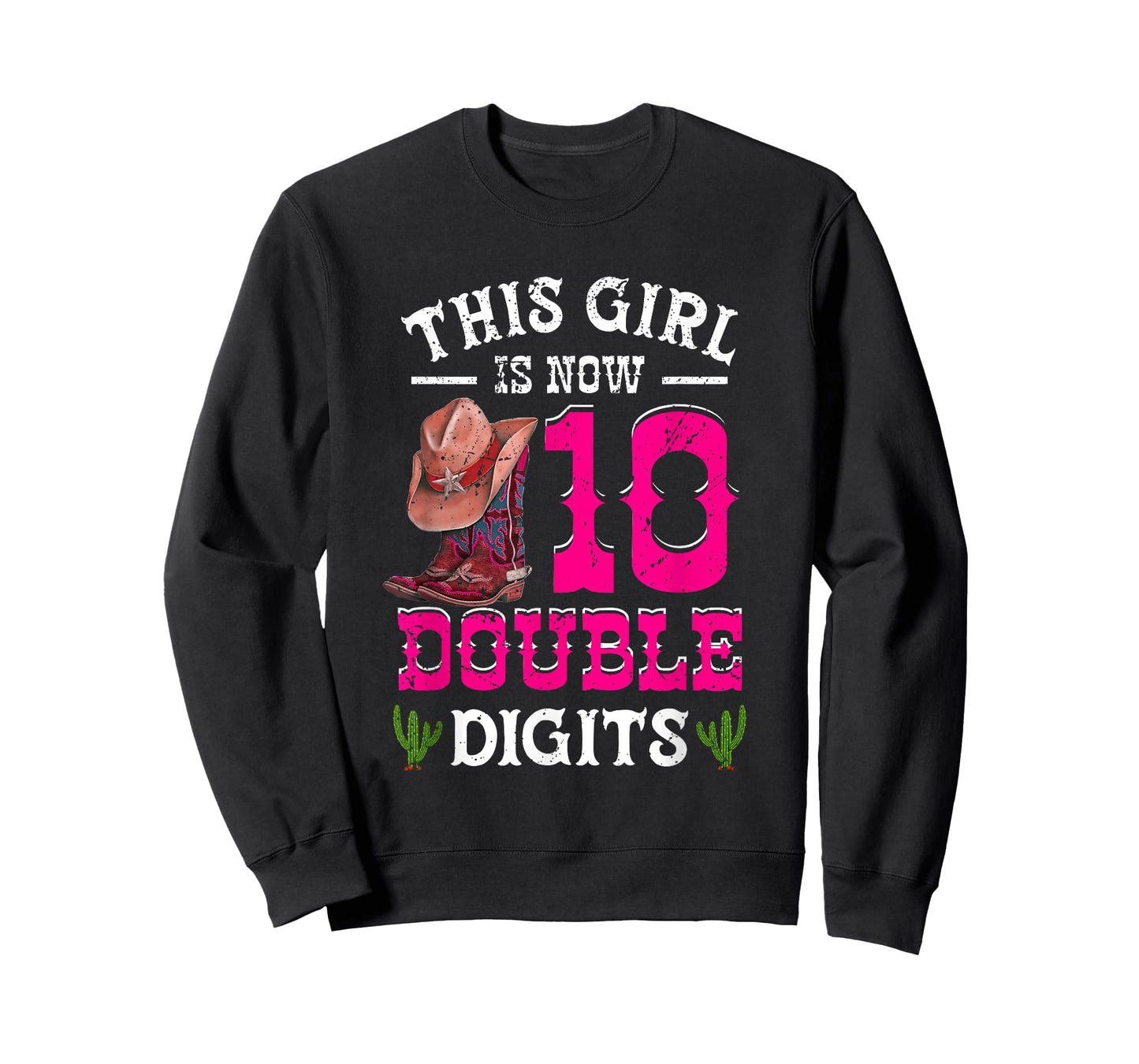 This Girl 's Now 10 Double Digits Western Cowboy Hat Cowgirl T-Shirt