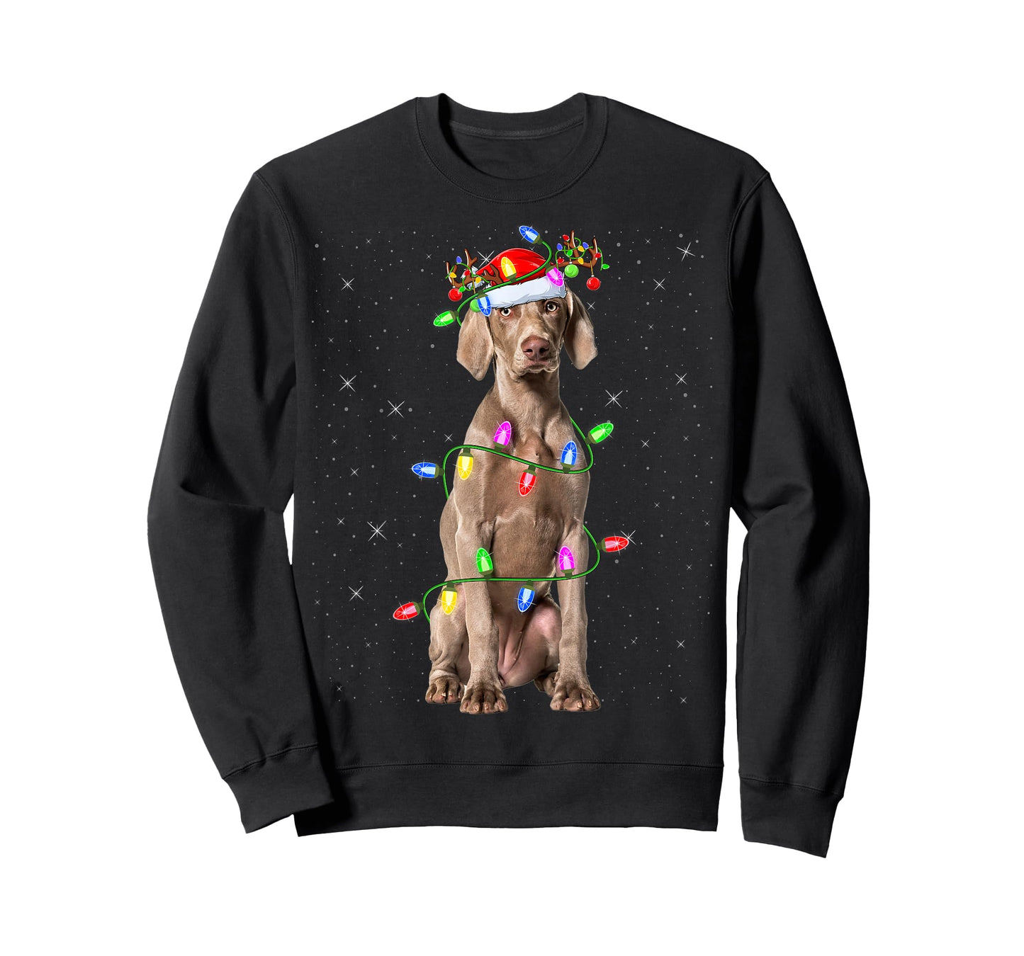 Weimaraner Dog Lover Xmas Lights Santa Weimaraner Christmas T-Shirt