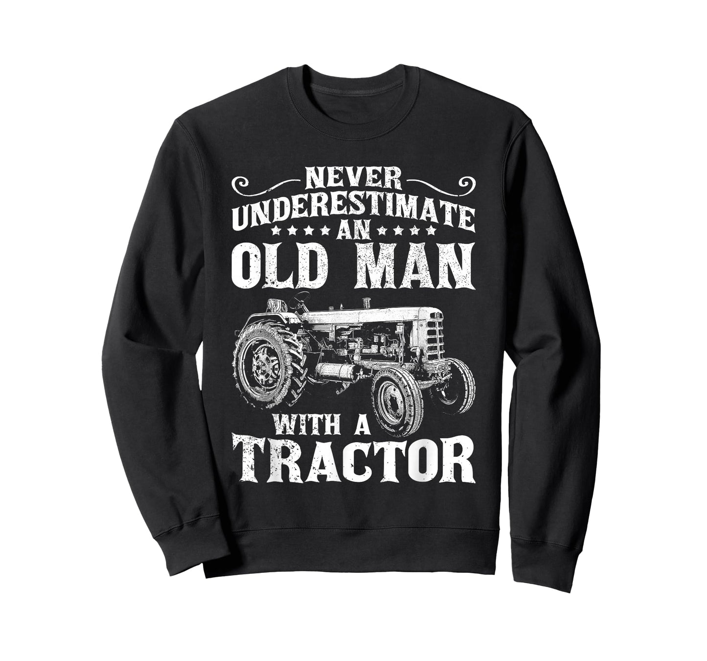 Mens Never Underestimate an Old Man Funny Tractor Farmer Dad T-Shirt