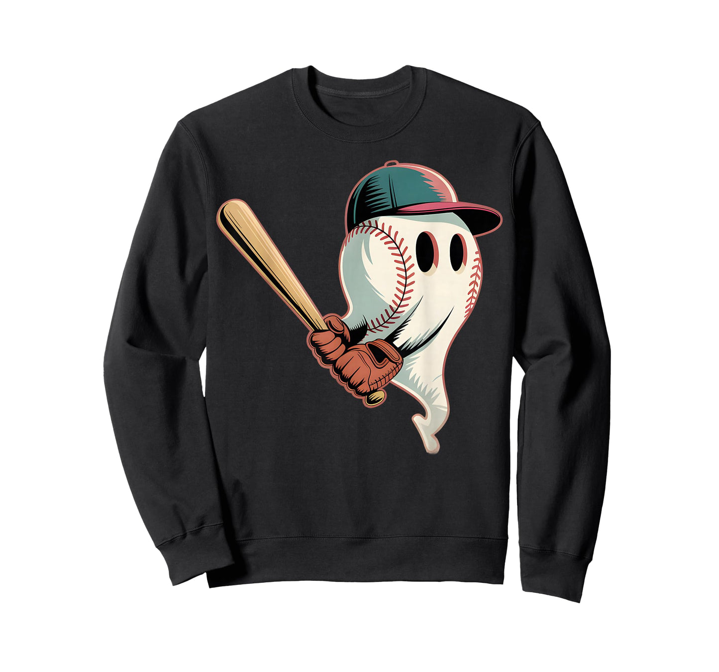 Baseball Swinging Ghost Halloween Costume Design T-Shirt