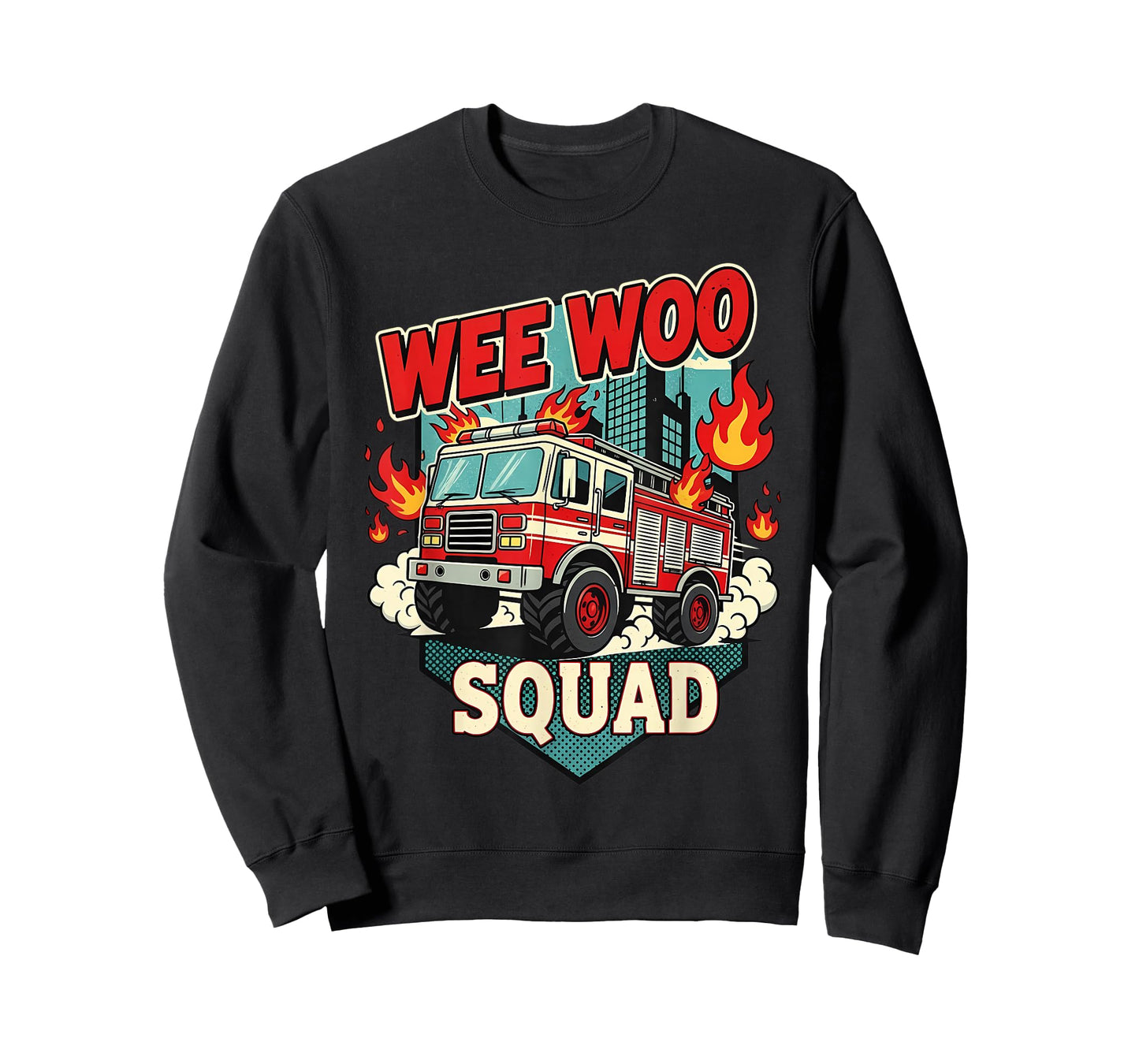 Funny Wee Woo Squad Fire Department Firefighter Fire Truck T-Shirt