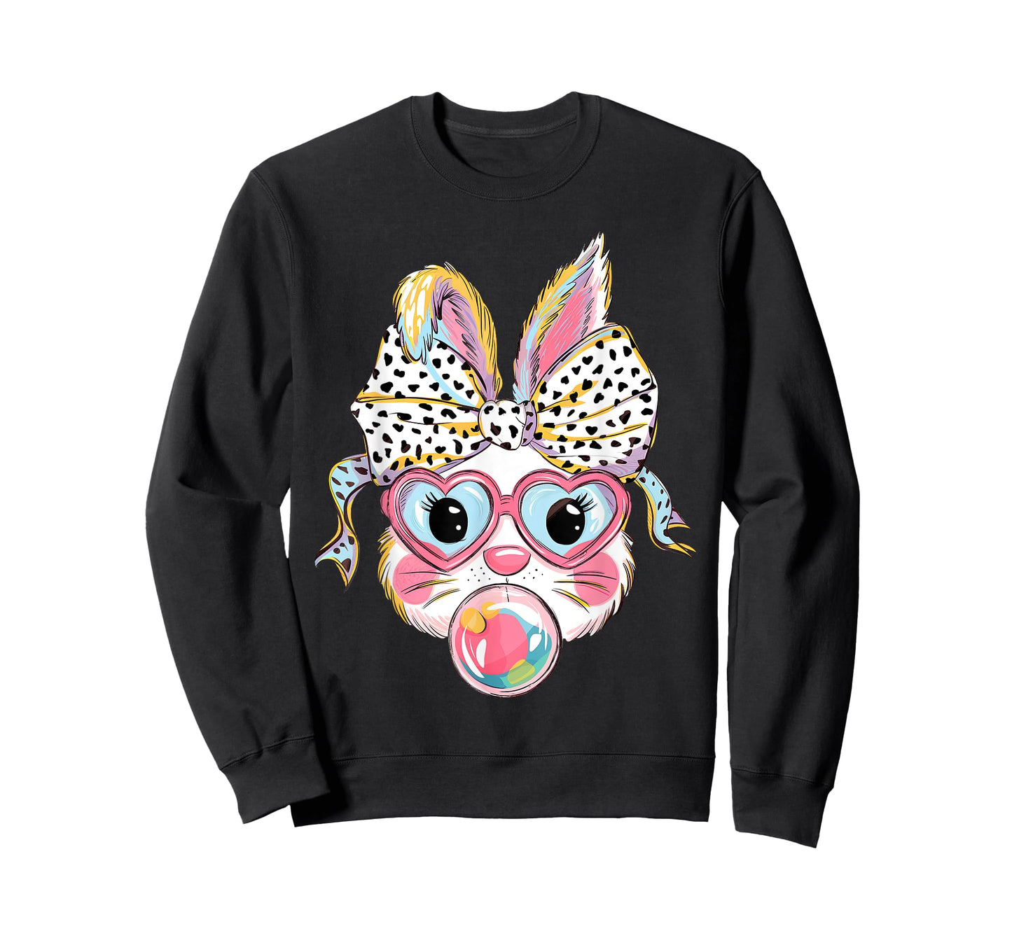 Cute Bunny Rabbit Face Tie Dye Glasses Girl Happy Easter Day T-Shirt