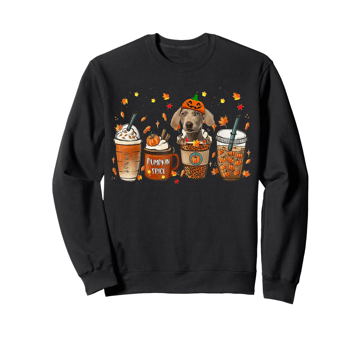 Weimaraner Fall Coffee Pumpkin Spice Latte Iced Autumn T-Shirt
