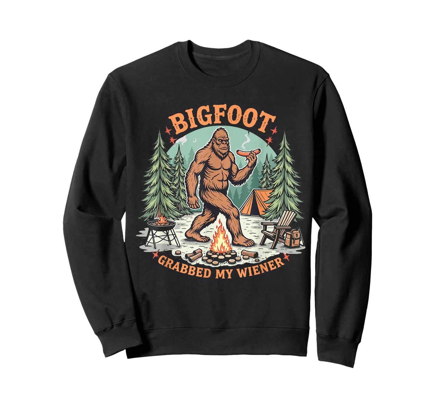 Funny Bigfoot Meme Sasquatch Men Bigfoot Grabbed My Wiener T-Shirt