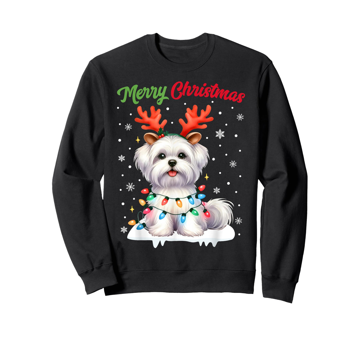 Christmas Pajamas Men Women Kids Maltese Dog Christmas T-Shirt