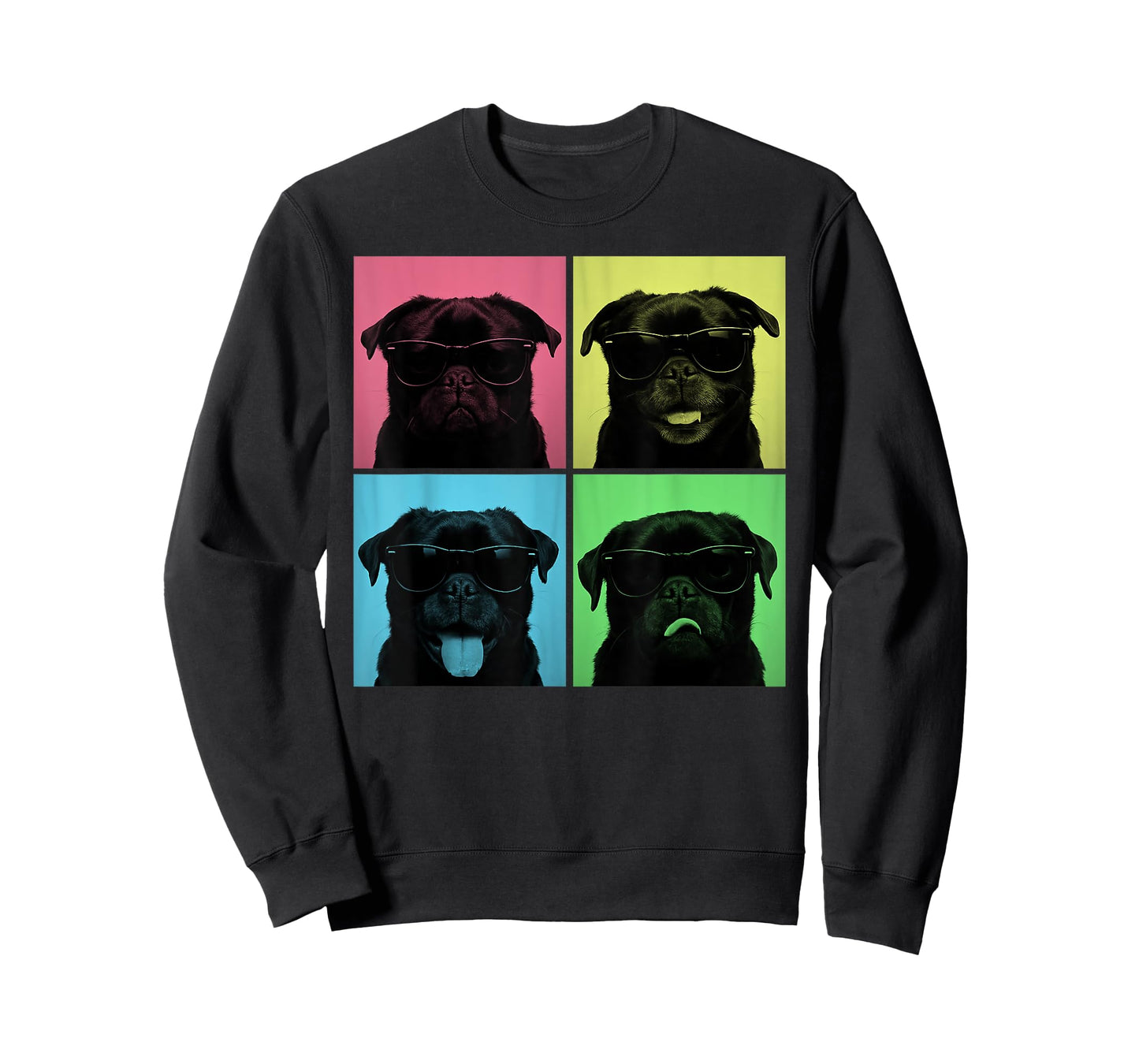 Black Pug Pop Art Funny Dog Lover Pug Photo Booth Men Women Kids T-Shirt