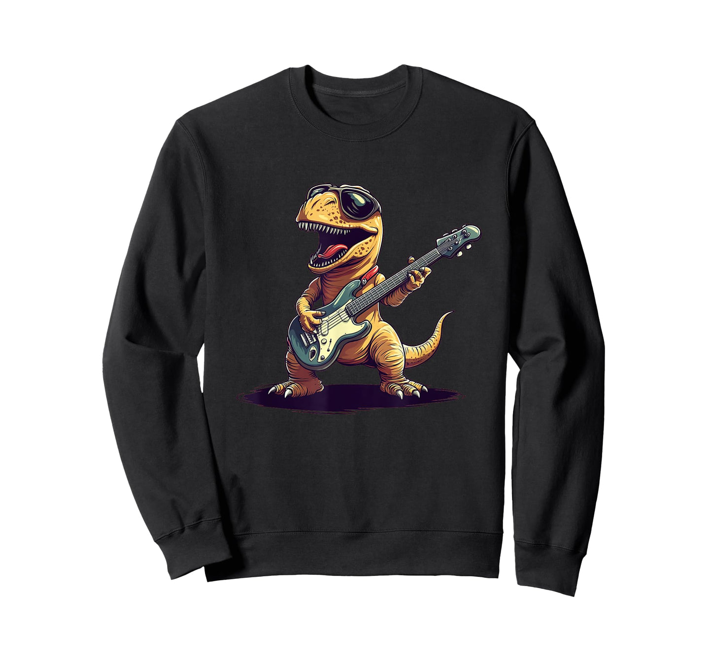 Funny Dinosaur Playing Guitar with Sunglasses Outfit T-Shirt