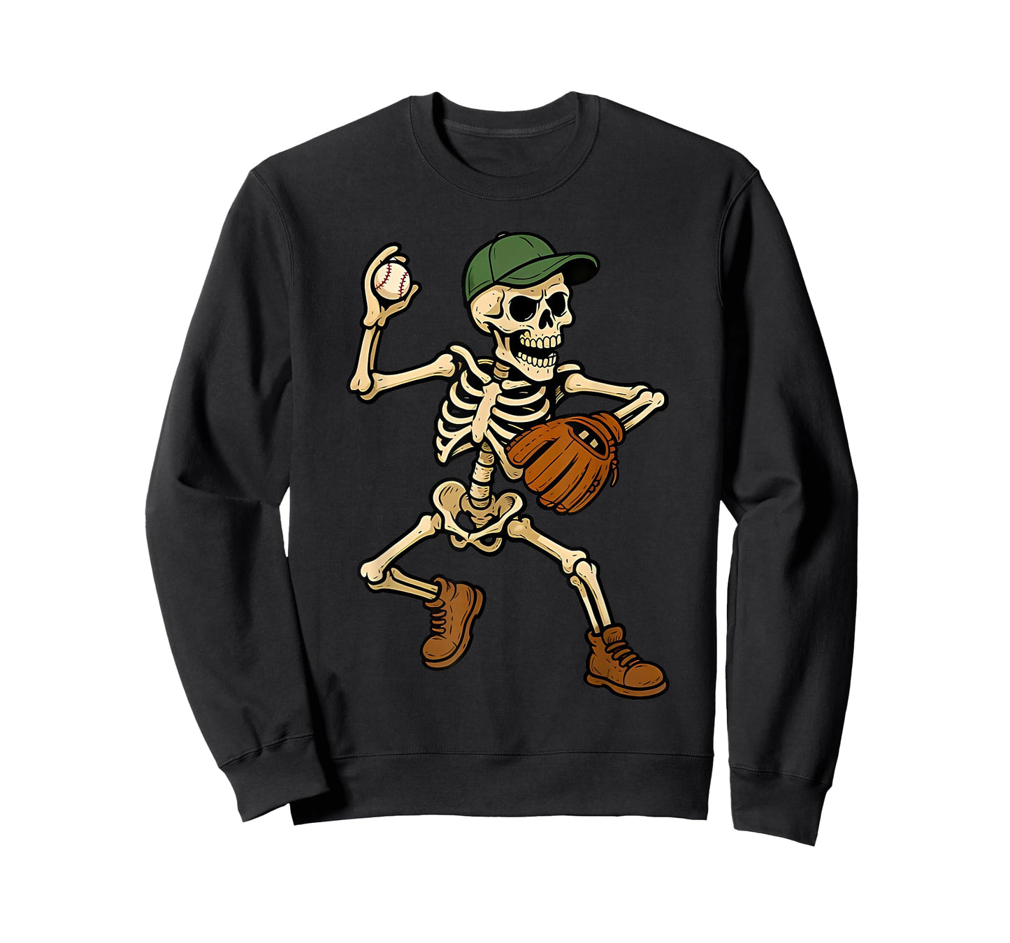 Halloween Skeleton Baseball Game Day Funny Men Boys Kids T-Shirt