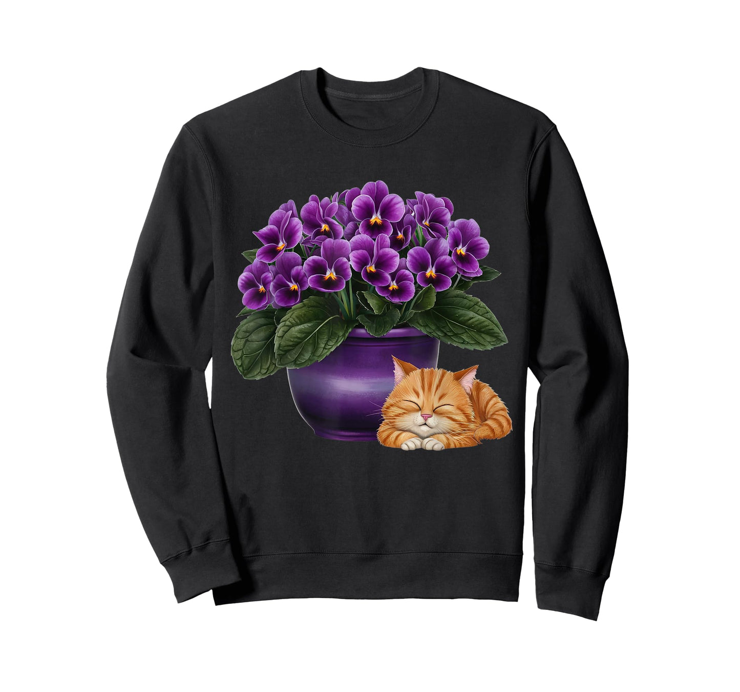 African Violets Sleeping Kitten House Plant African Violet T-Shirt