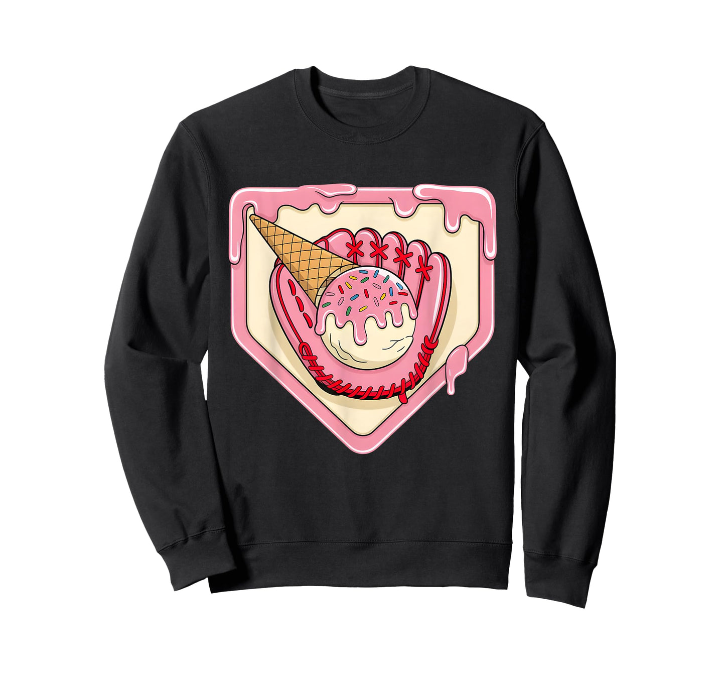 Baseball Home Plate Drip Donut Ice Cream Drip Flag American T-Shirt