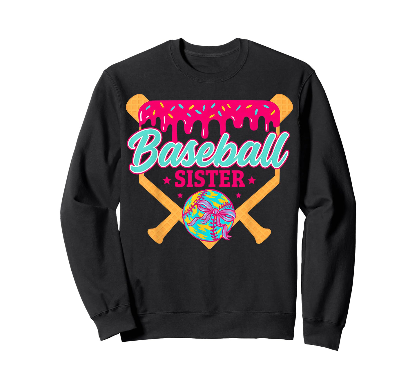 Baseball Sister Drip Ice Cream Baseball Game Day T-Shirt