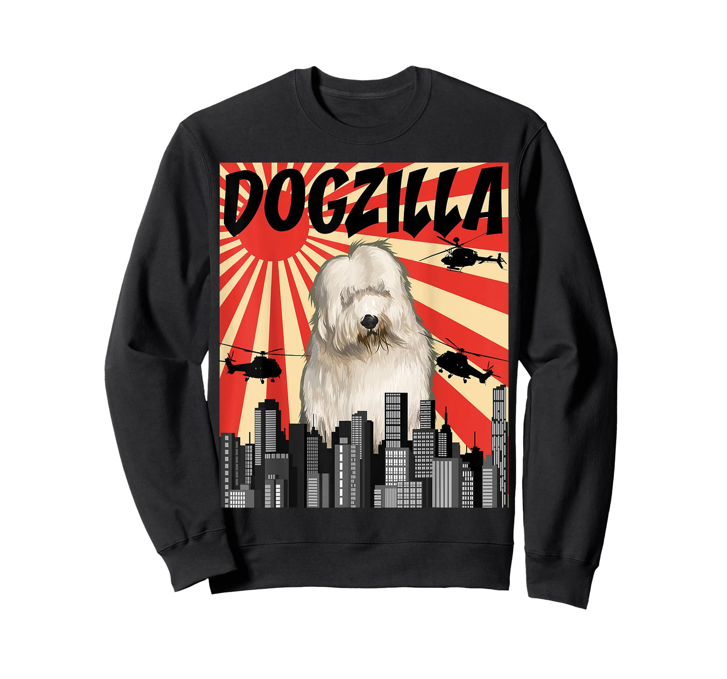 Funny Retro Japanese Dogzilla Old English Sheepdog T-Shirt