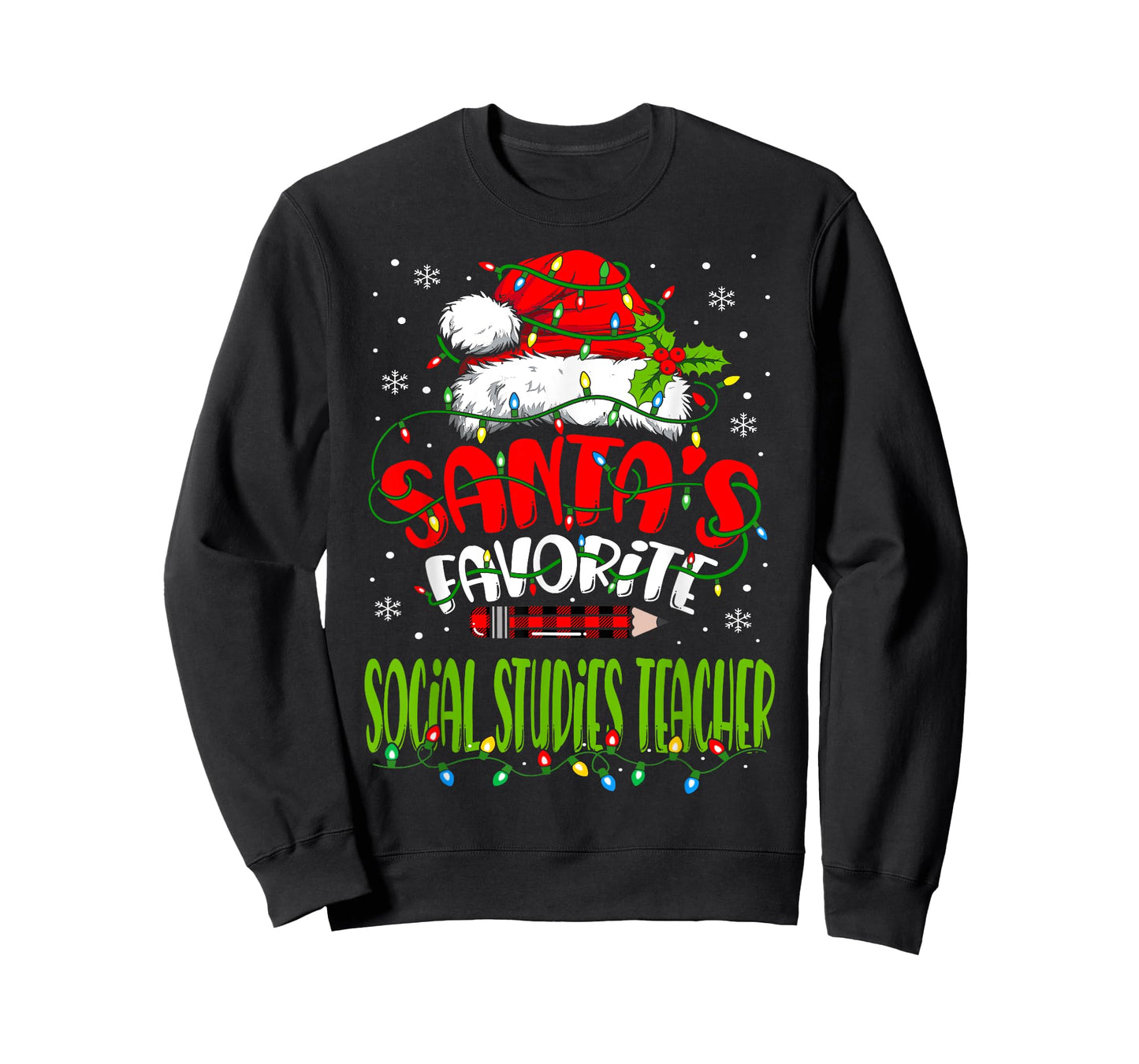 Santa Favorite Social Studies Teacher Funny Christmas T-Shirt for Men Women