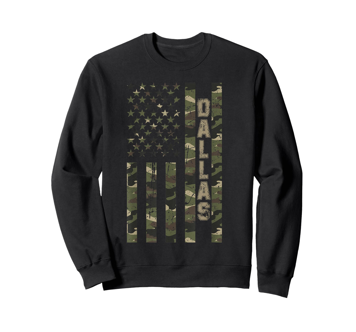 Dallas United States Distressed Camo w US Flag T-Shirt