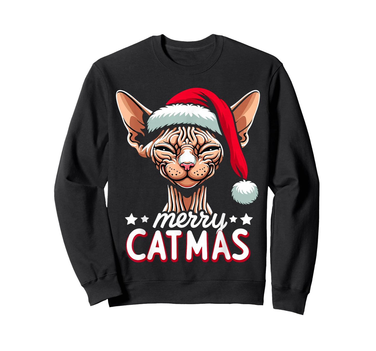 Christmas Sphynx Cat Merry Catmas Santa Hat Xmas T-Shirt