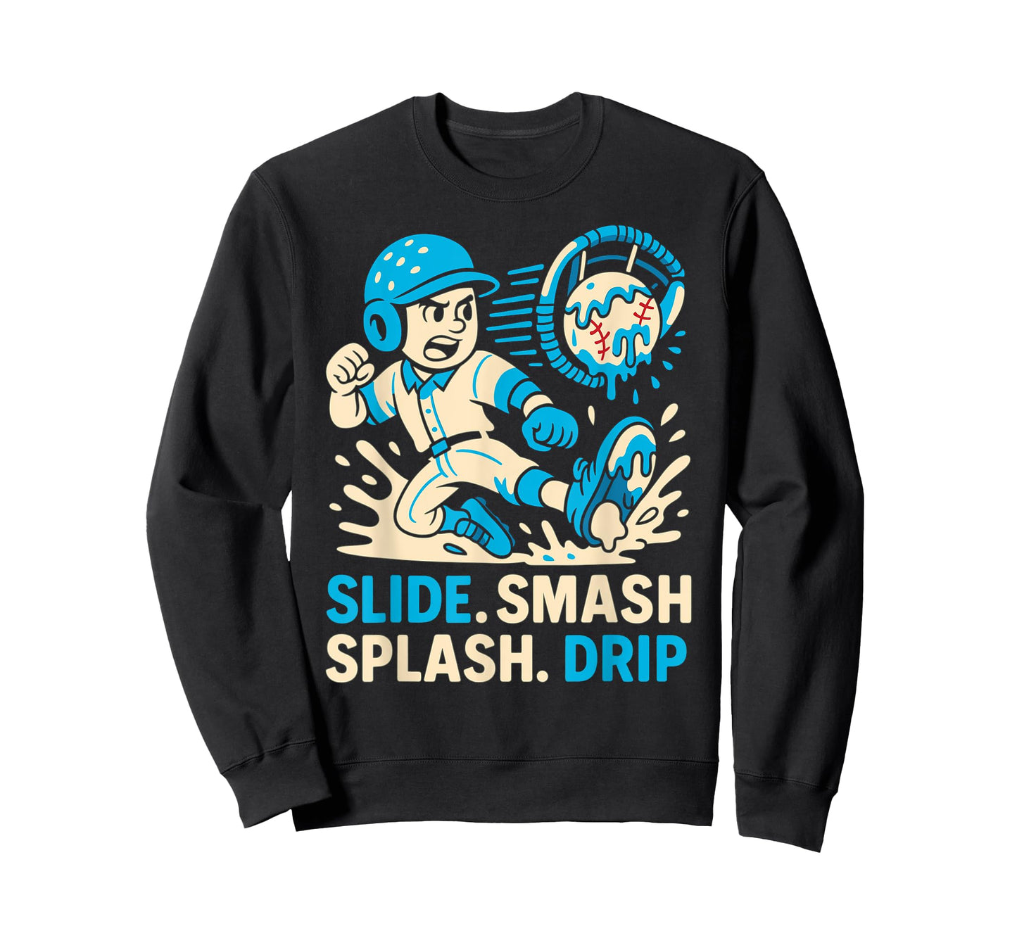 Slide Smash Splash Drip Baseball Boys Home Plate Ice Cream T-Shirt