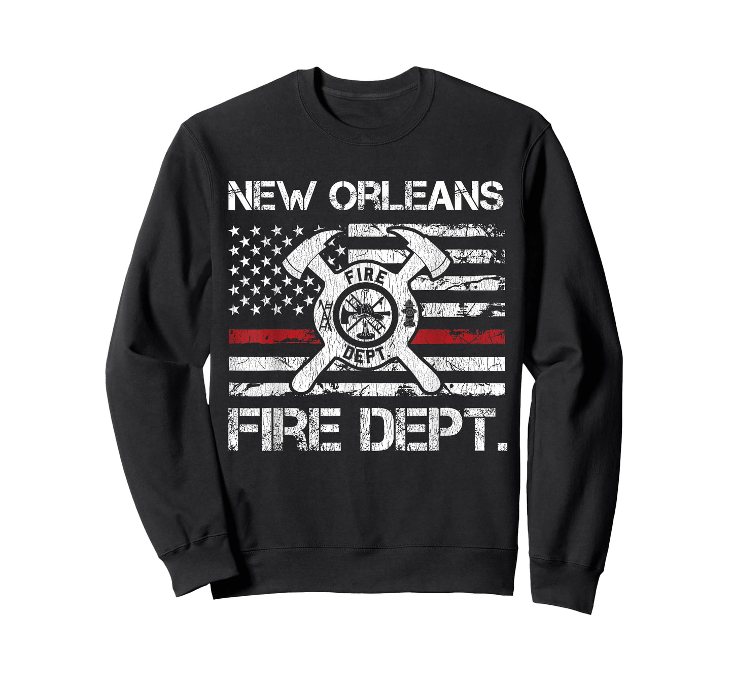 New Orleans Louisiana Fire Department Thin Red Line Fireman T-Shirt