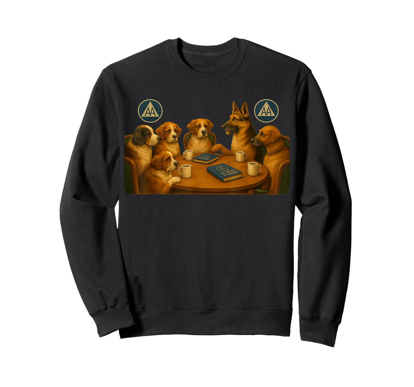 Alcoholics Anonymous Dog Meeting Scene. AA. NA. T-Shirt