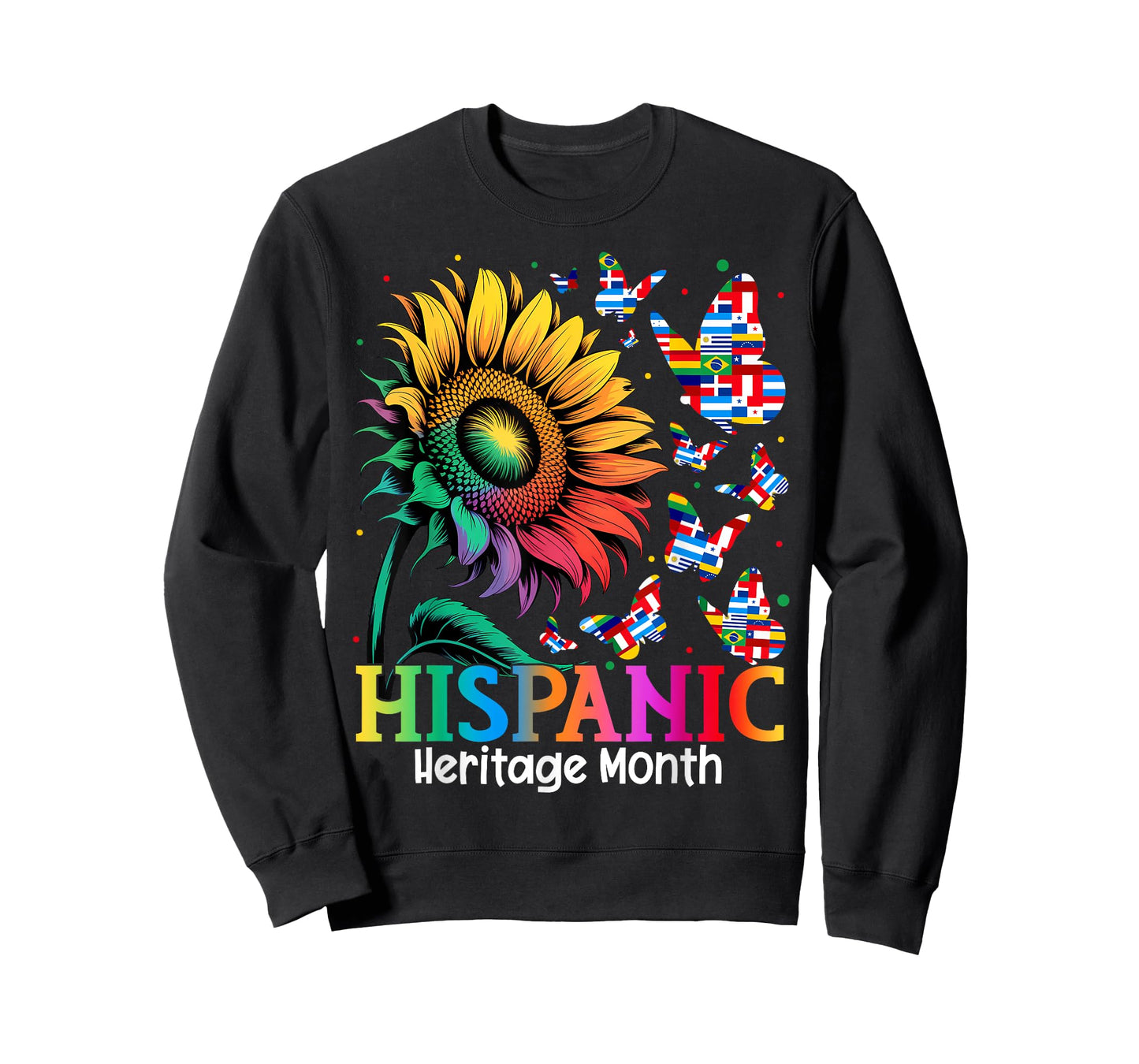 Hispanic Heritage Month Sunflower Latin Countries Flags T-Shirt