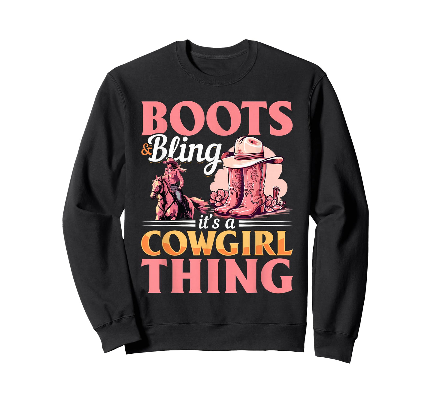 Rodeo Western Country Southern Cowgirl hat - Boots & Bling T-Shirt