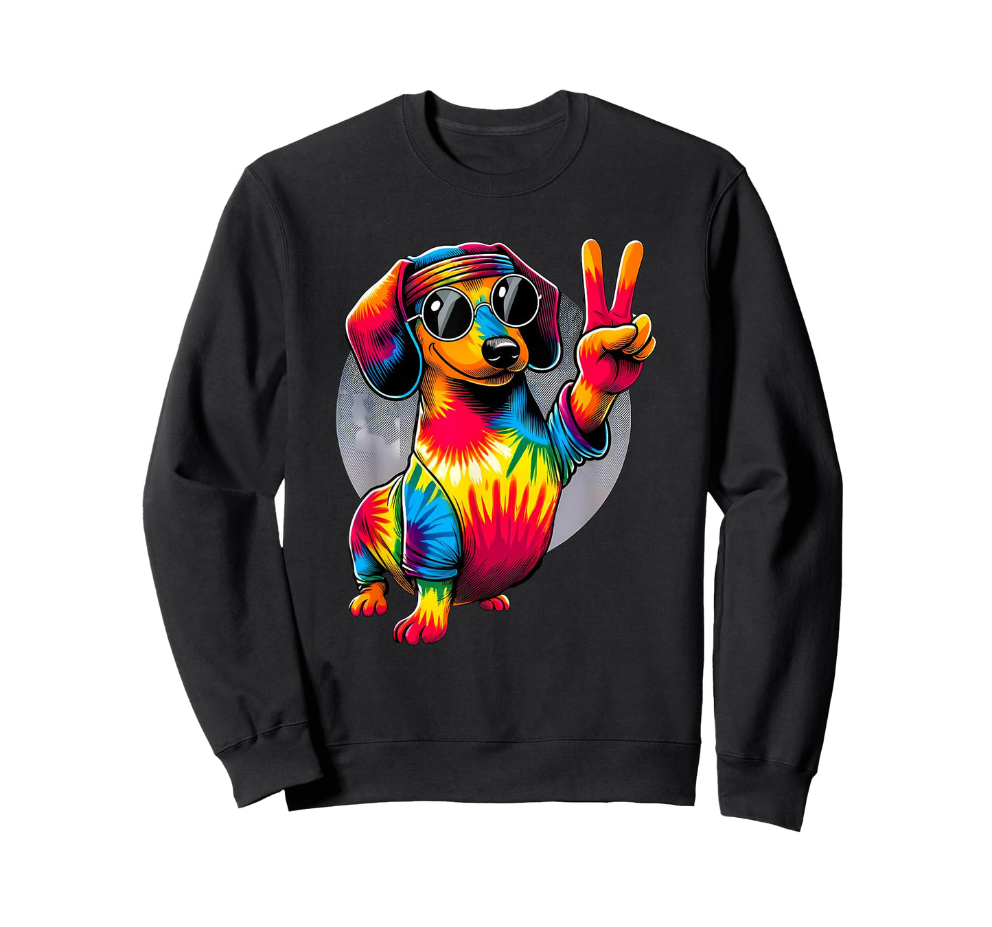 Peace Sign Tie Dye Weiner Dachshund Dog T-Shirt for Men Women Kids