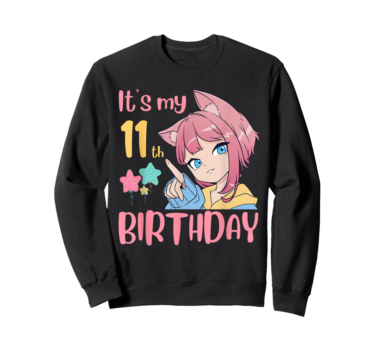 It's My 11th Birthday Anime Birthday Girl 11 Years Old Bday T-Shirt