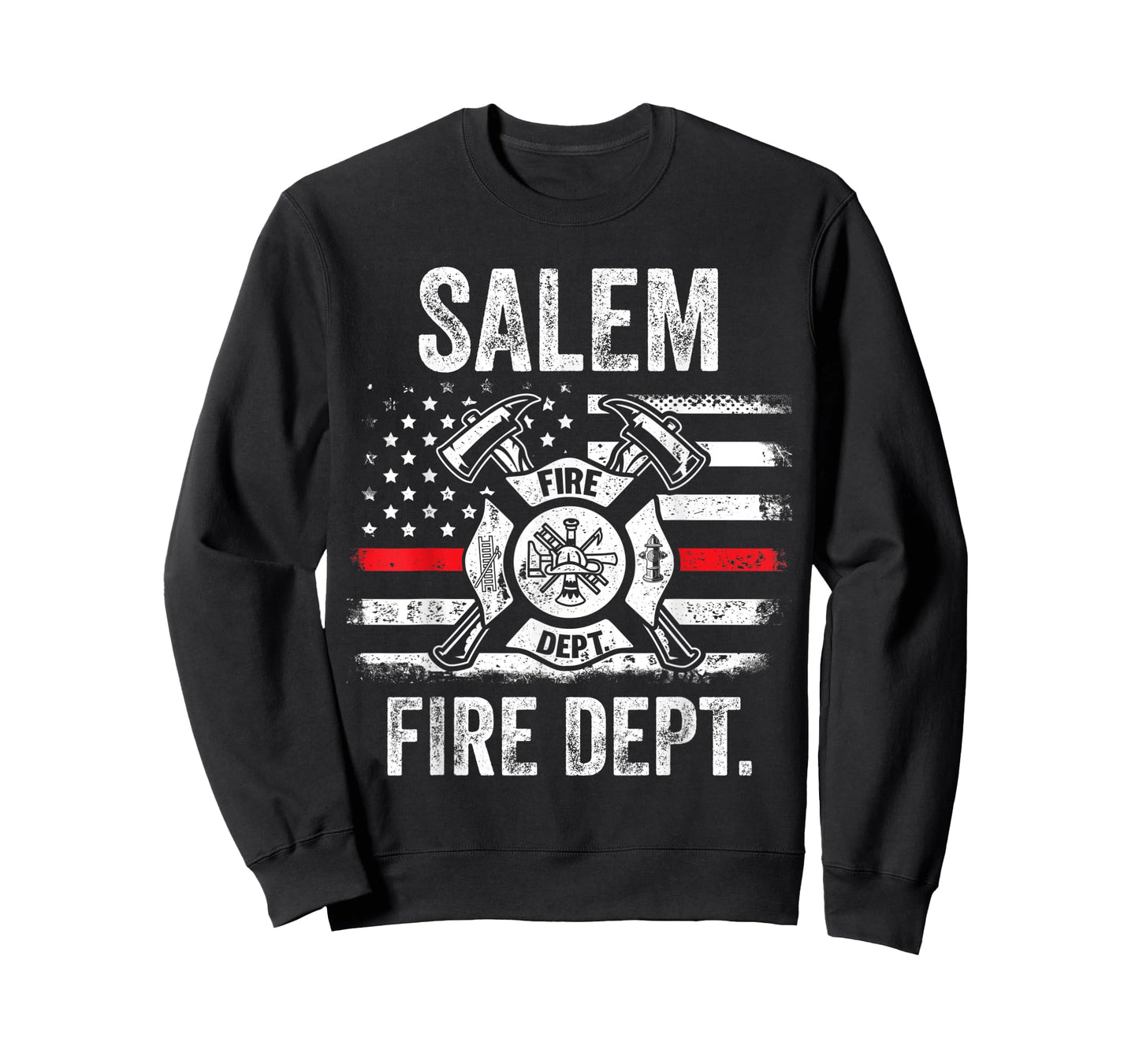 Salem Massachusetts Fire Department Thin Red Line Fireman T-Shirt