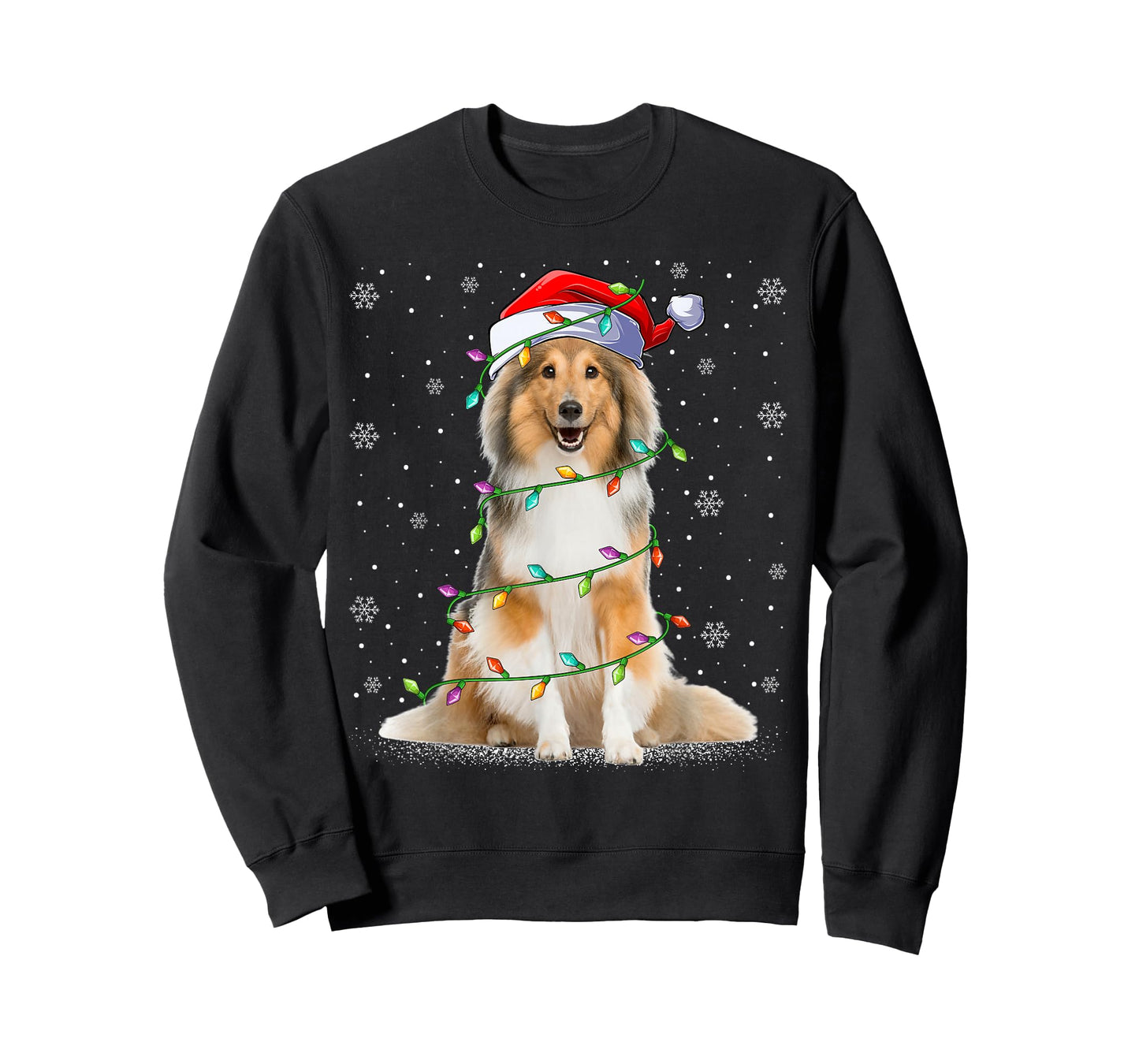 Sheltie Dog Lover Xmas Lighting Santa Sheltie Christmas T-Shirt for Men Women Kids