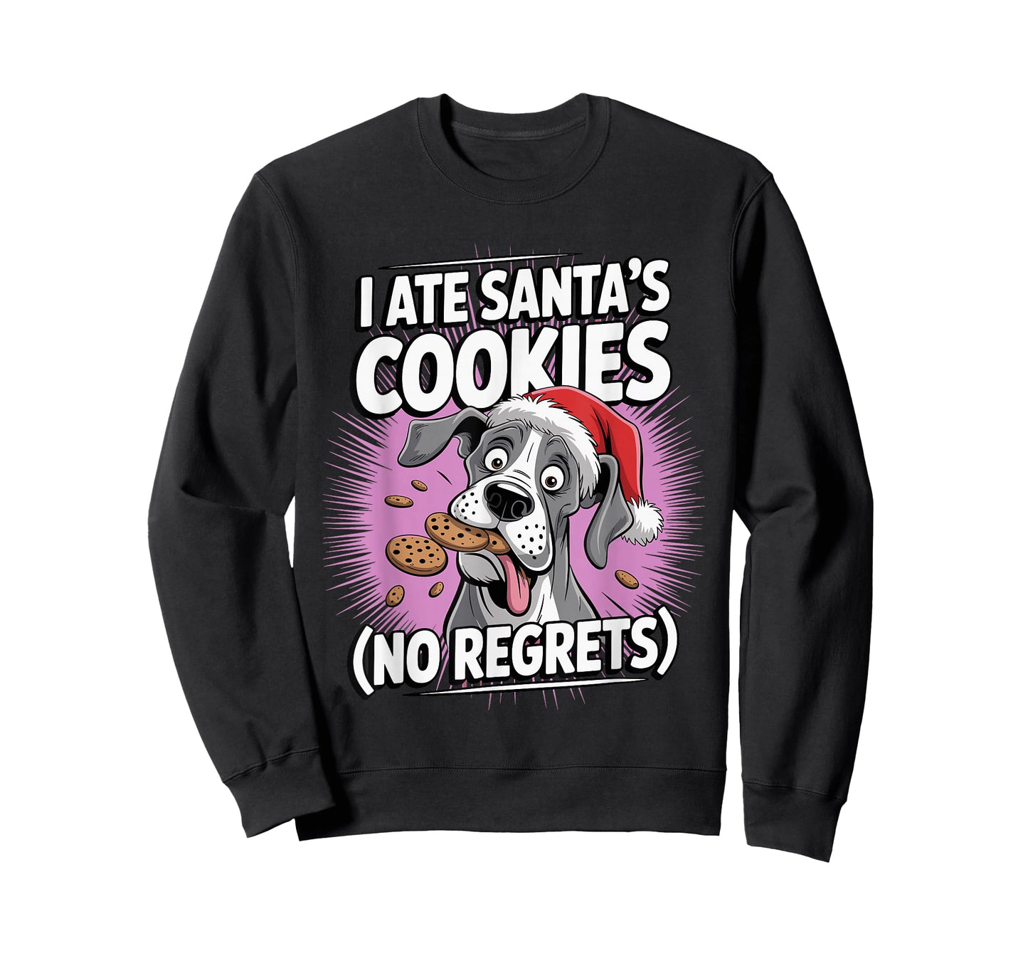 I Ate Santas Cookies Xmas Puppy Funny Christmas Great Dane T-Shirt