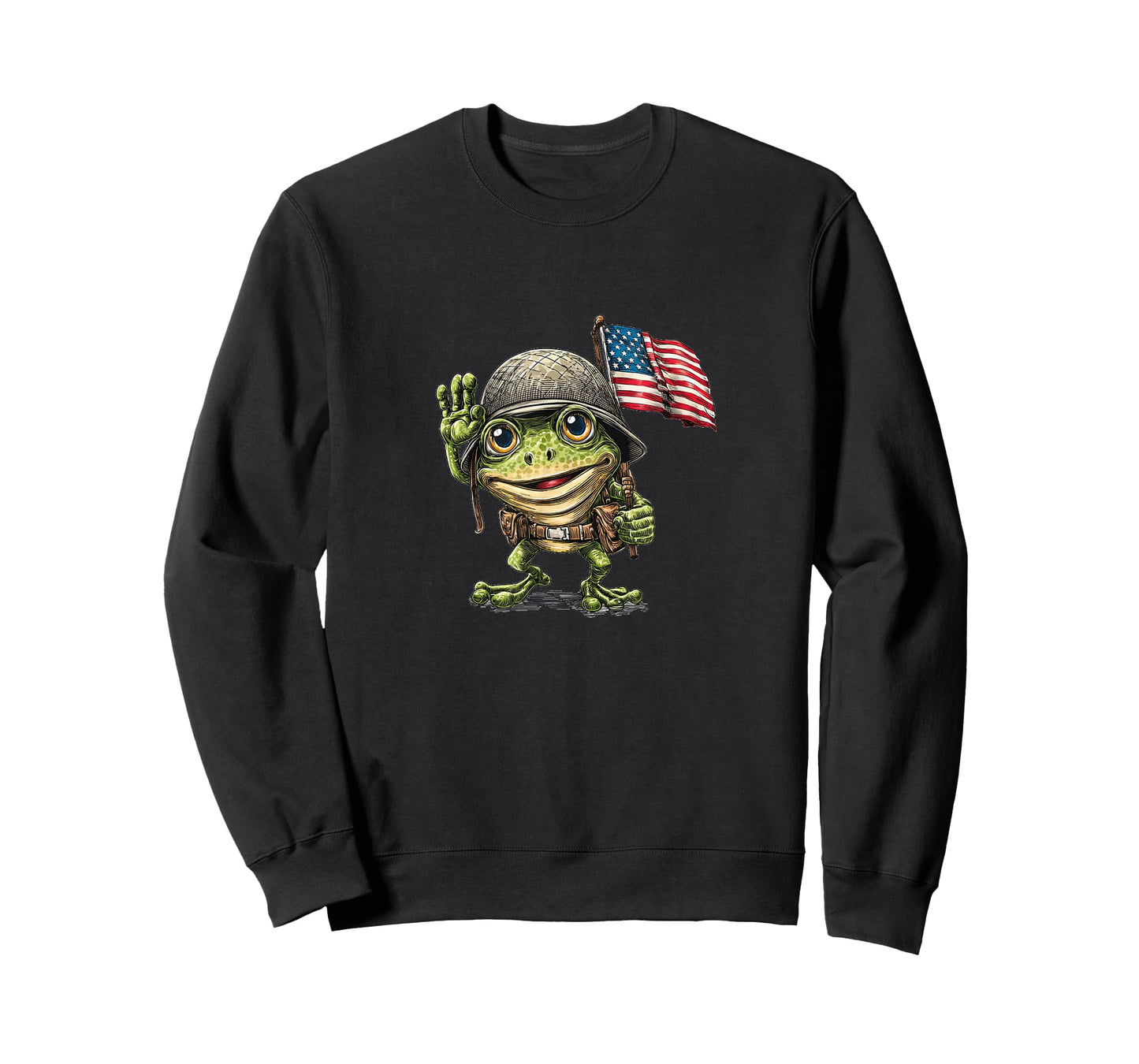 Funny Frog in Military Look with US Colors T-Shirt