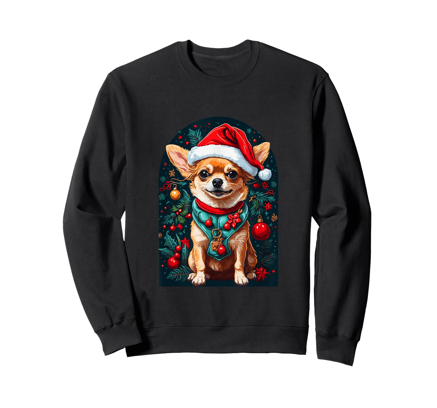 Funny Chihuahua with Santa Hat Xmas T-Shirt