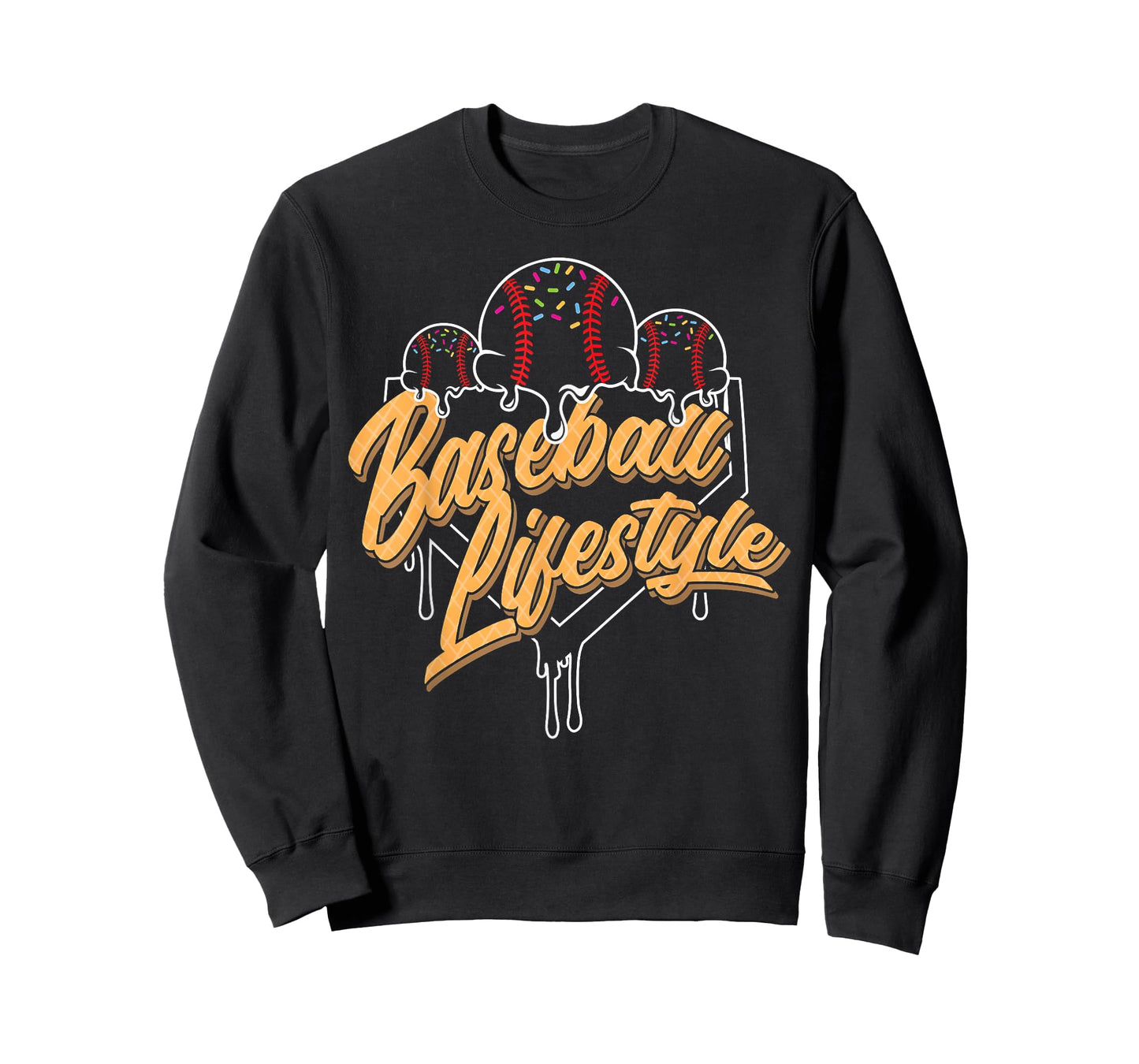 Baseball Lifestyle Home Plate Ice Cream Drip Men Boys Youth T-Shirt
