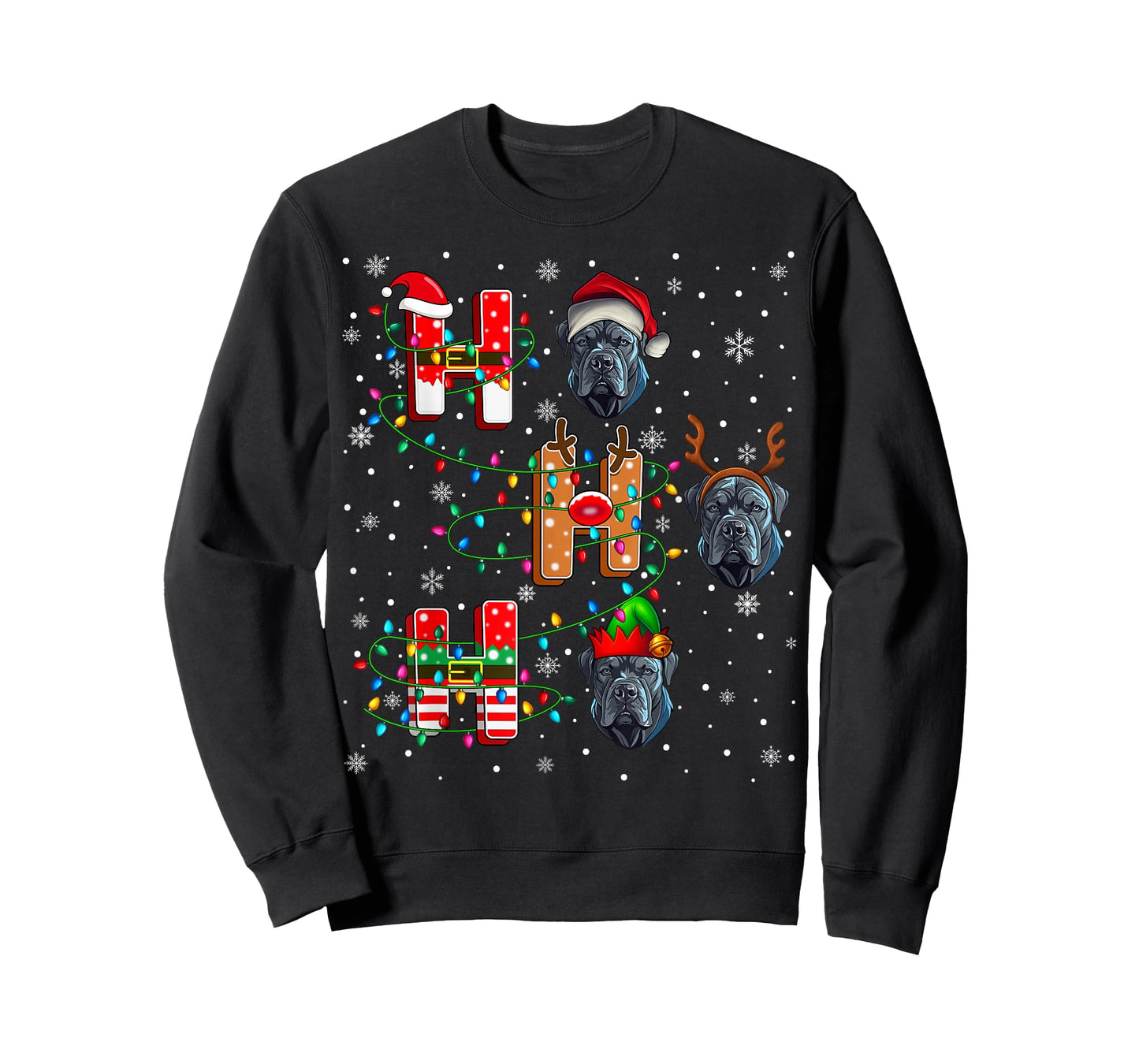 Ho Ho Ho Santa Reindeer Hat Elf Matching Cane Corso Dog Xmas T-Shirt