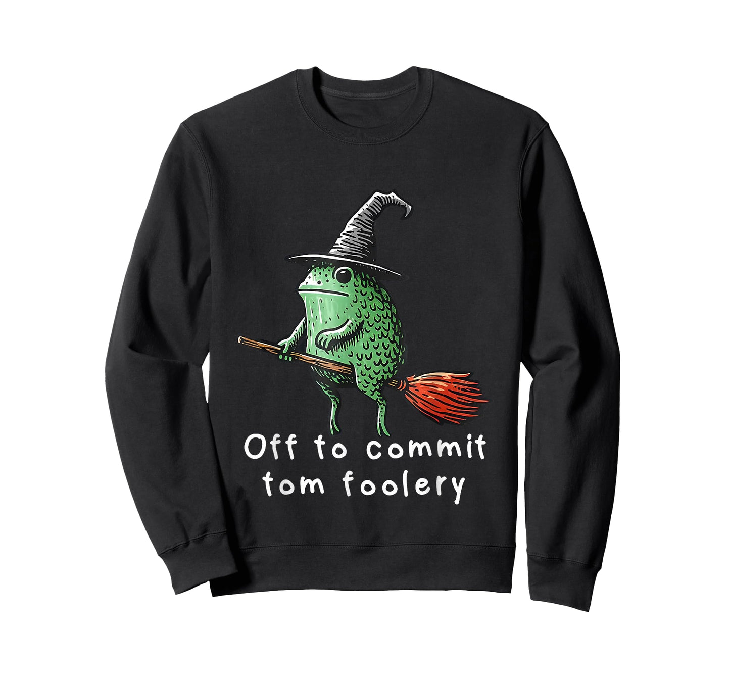 Whimsical Frog Wizard Witch Off to Commit Tomfoolery Meme T-Shirt