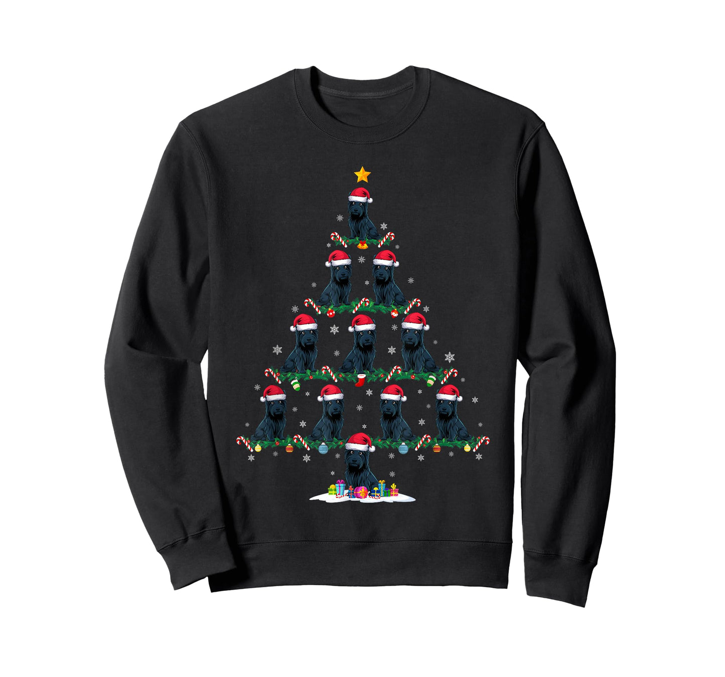 Funny Xmas Tree Scottie Dog Owner Gifts Scottie Dog Christmas Tree Pajama Unisex-Adults Unisex-Kids Black Short Sleeve T-Shirt Small