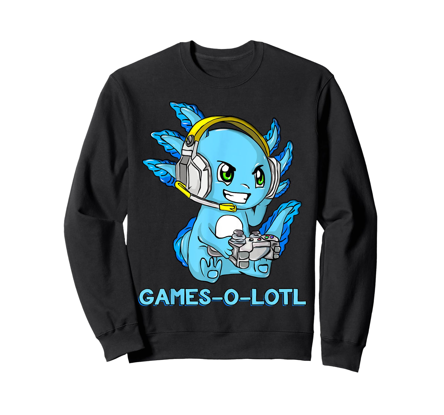 Gamesolotl Axolotl Gamer with Headset Cute Anime Kawaii T-Shirt