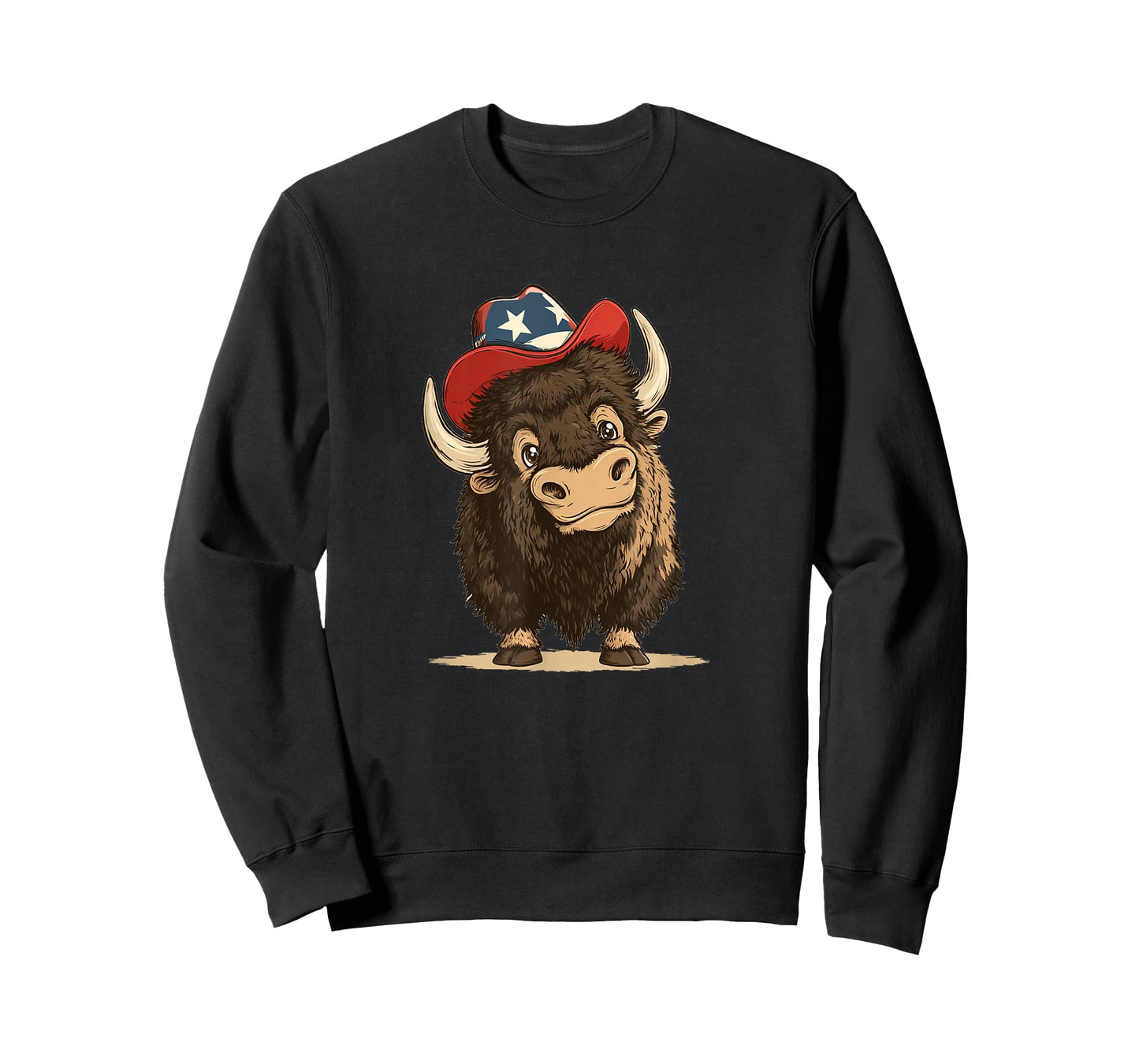 Funny Buffalo Bison with Patriotic Cowboy Hat Costume T-Shirt