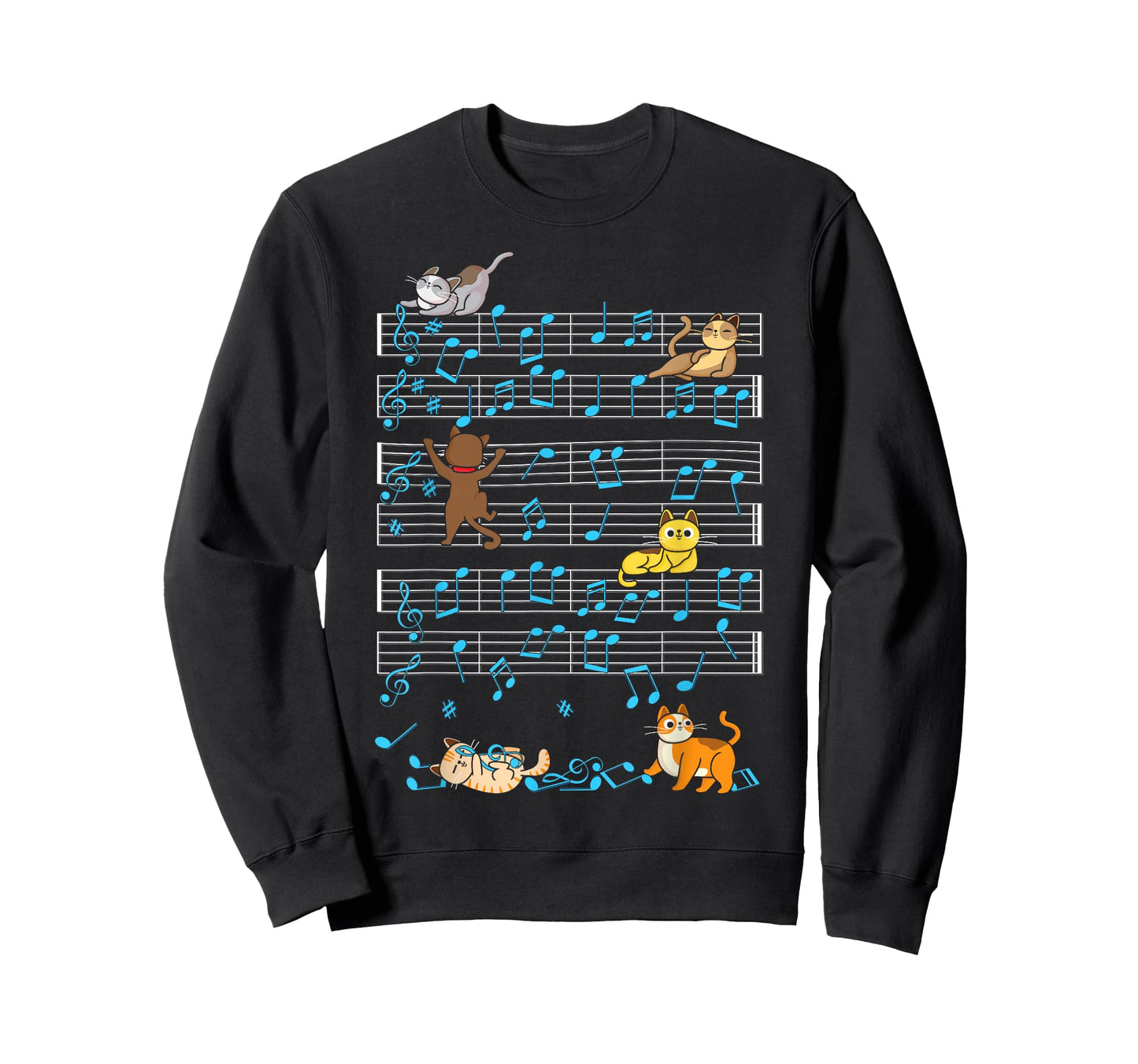 Funny Cat Playing Music Note Kitty Cute Musician Kitten Pet T-Shirt