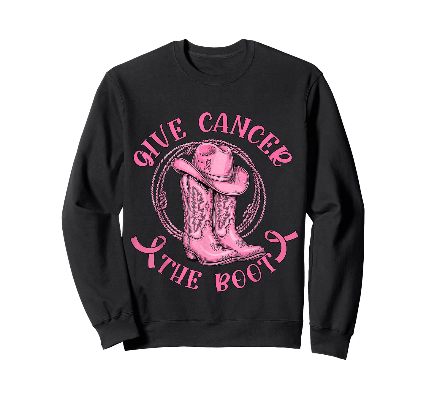 Give Cancer The Boot Pink Breast Cancer Western Cowgirl T-Shirt