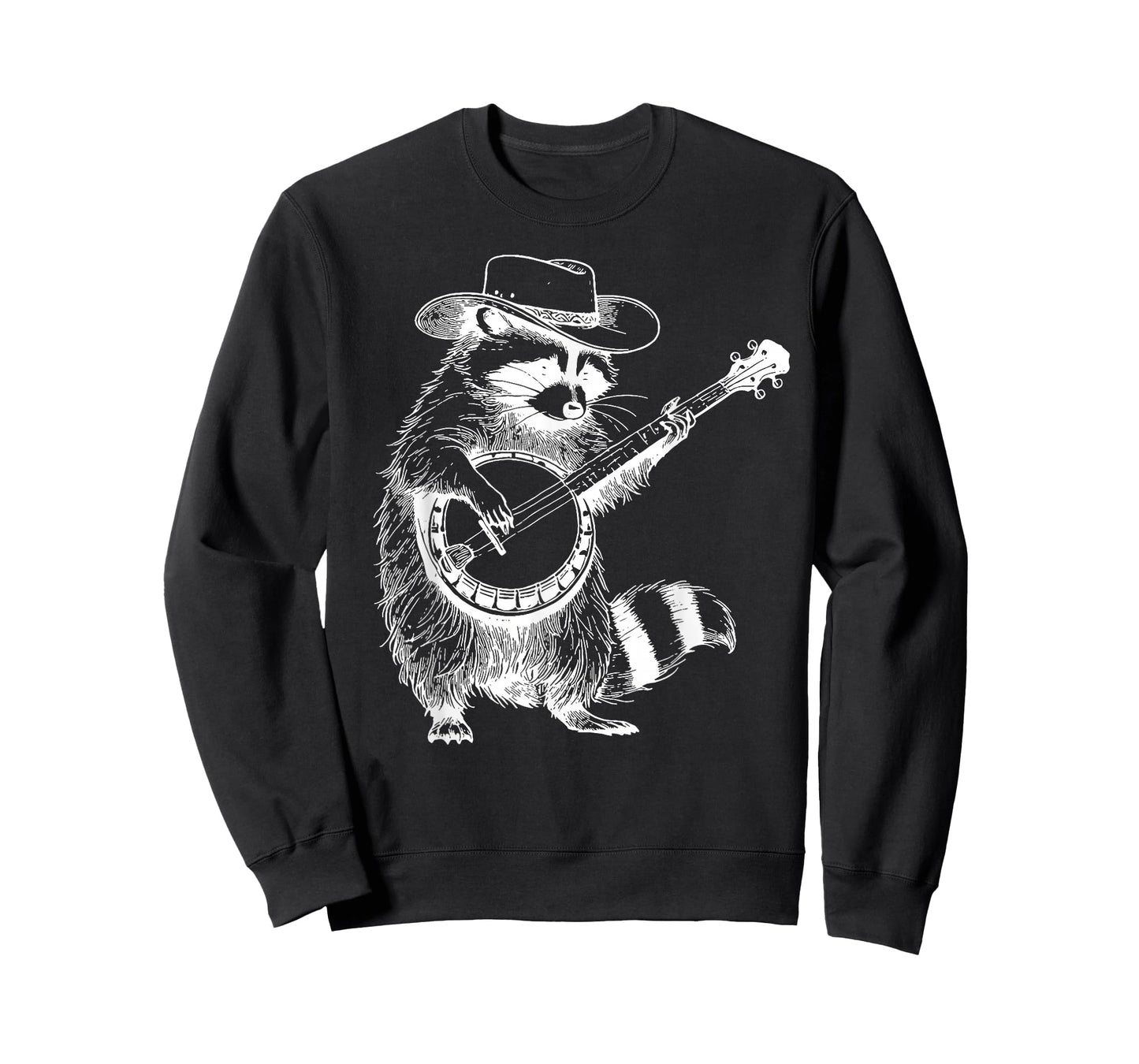 Vintage 90s Cowboy Racoon Playing Banjo Musician Western T-Shirt