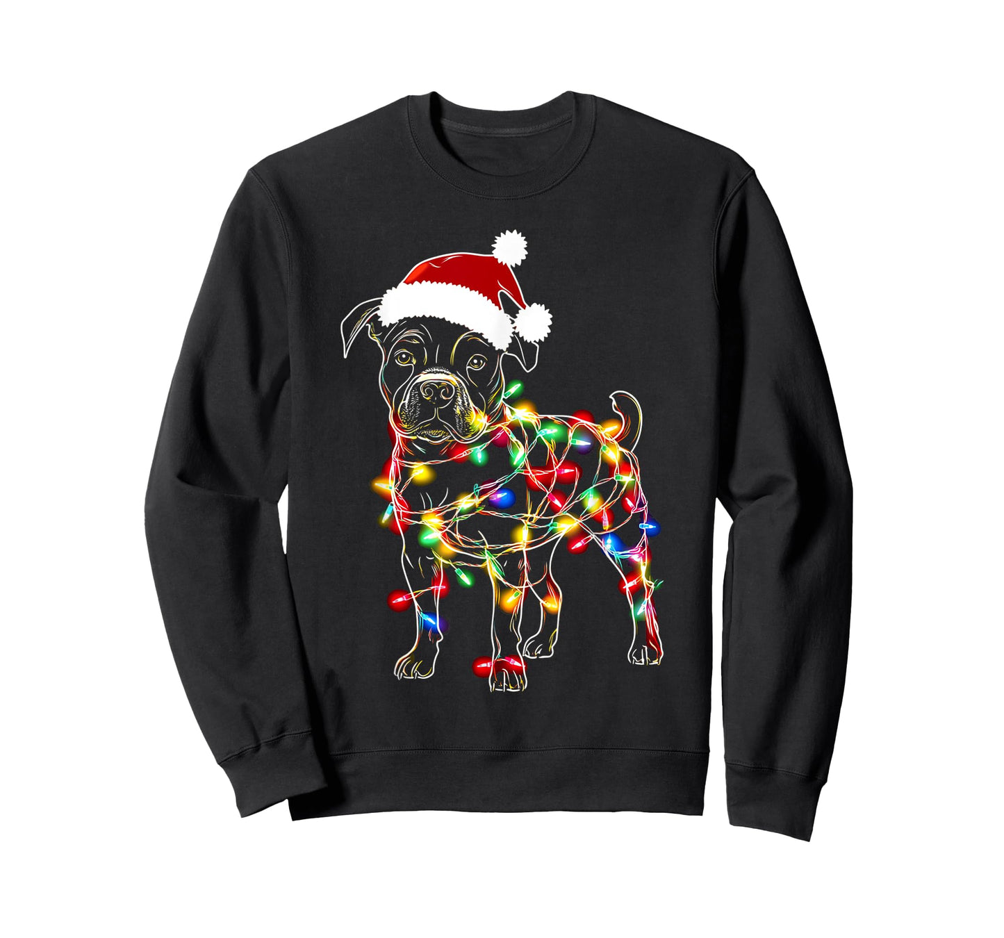 Funny Santa Pitbull Retriever Christmas Lights Dog Lover T-Shirt