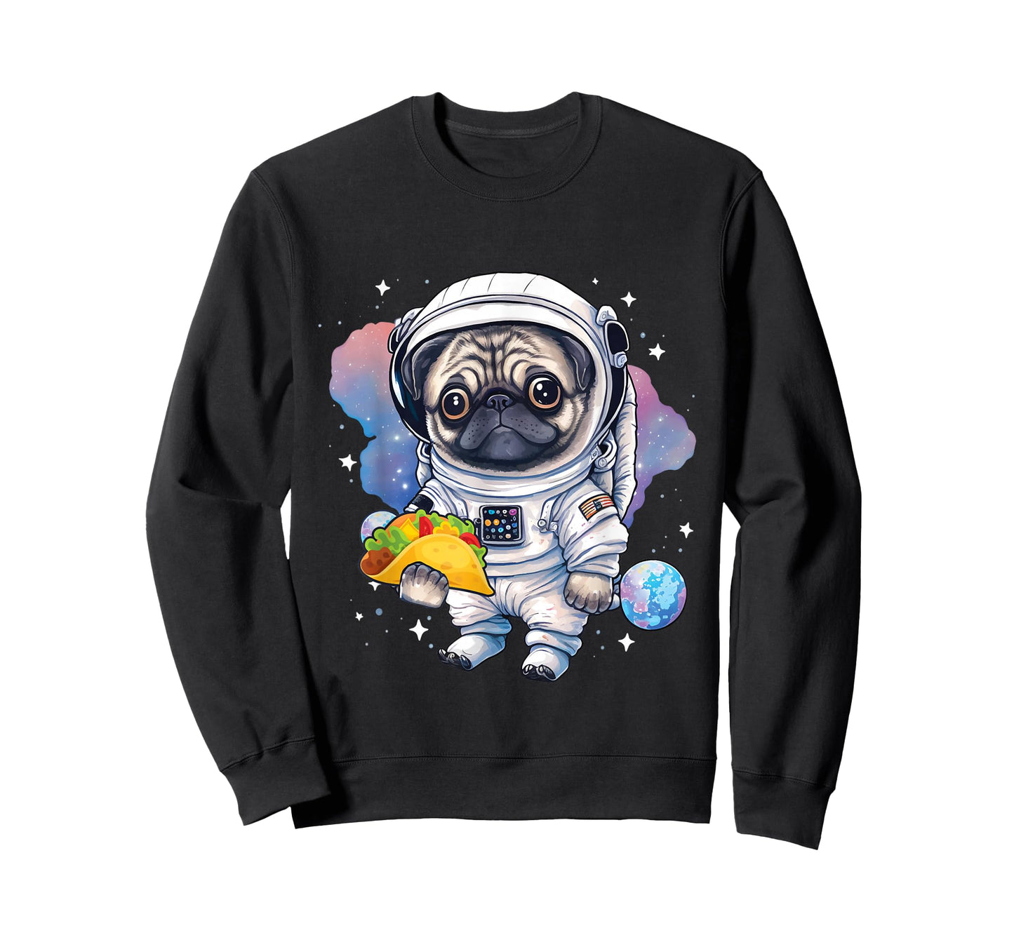 Astronaut Pug - Taco Lover Dog Owner Puppy Pet Trainer T-Shirt for Men Women Girls Kids