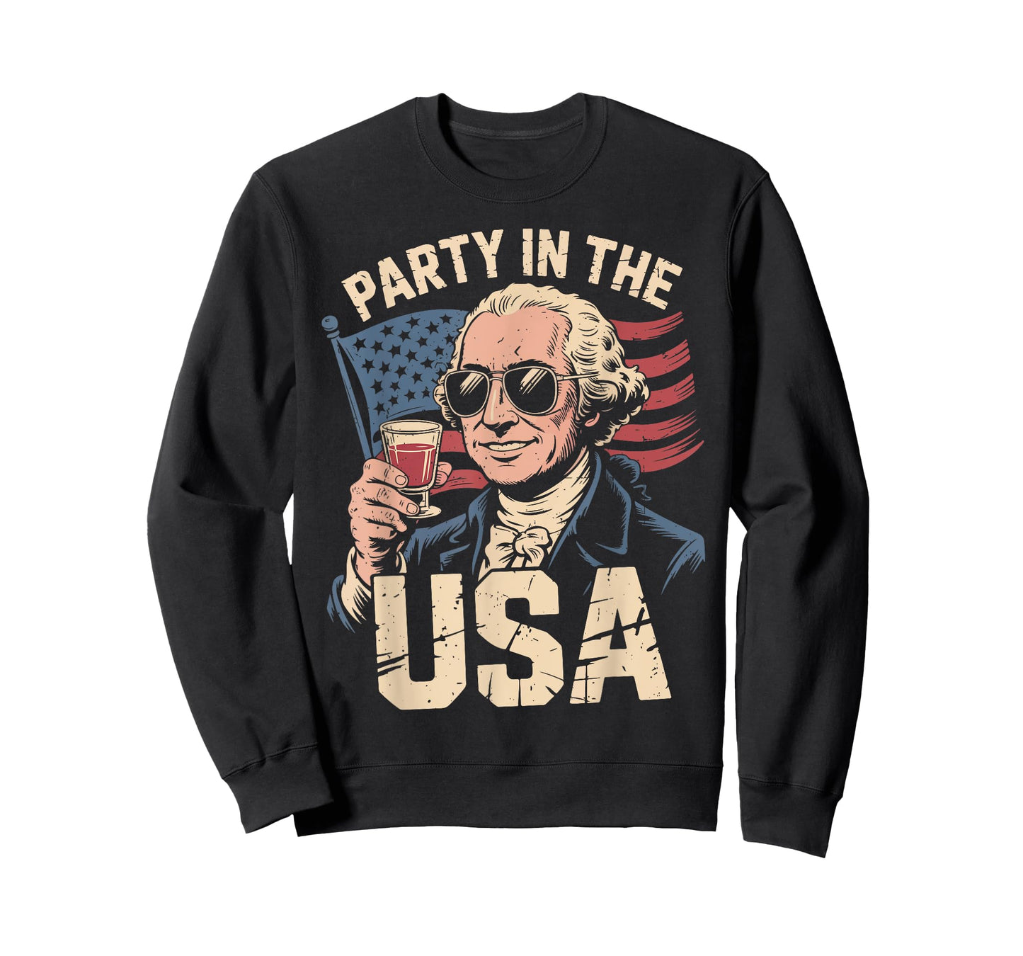 Men's Party in USA George-Washington Drinking 4th July Funny T-Shirt