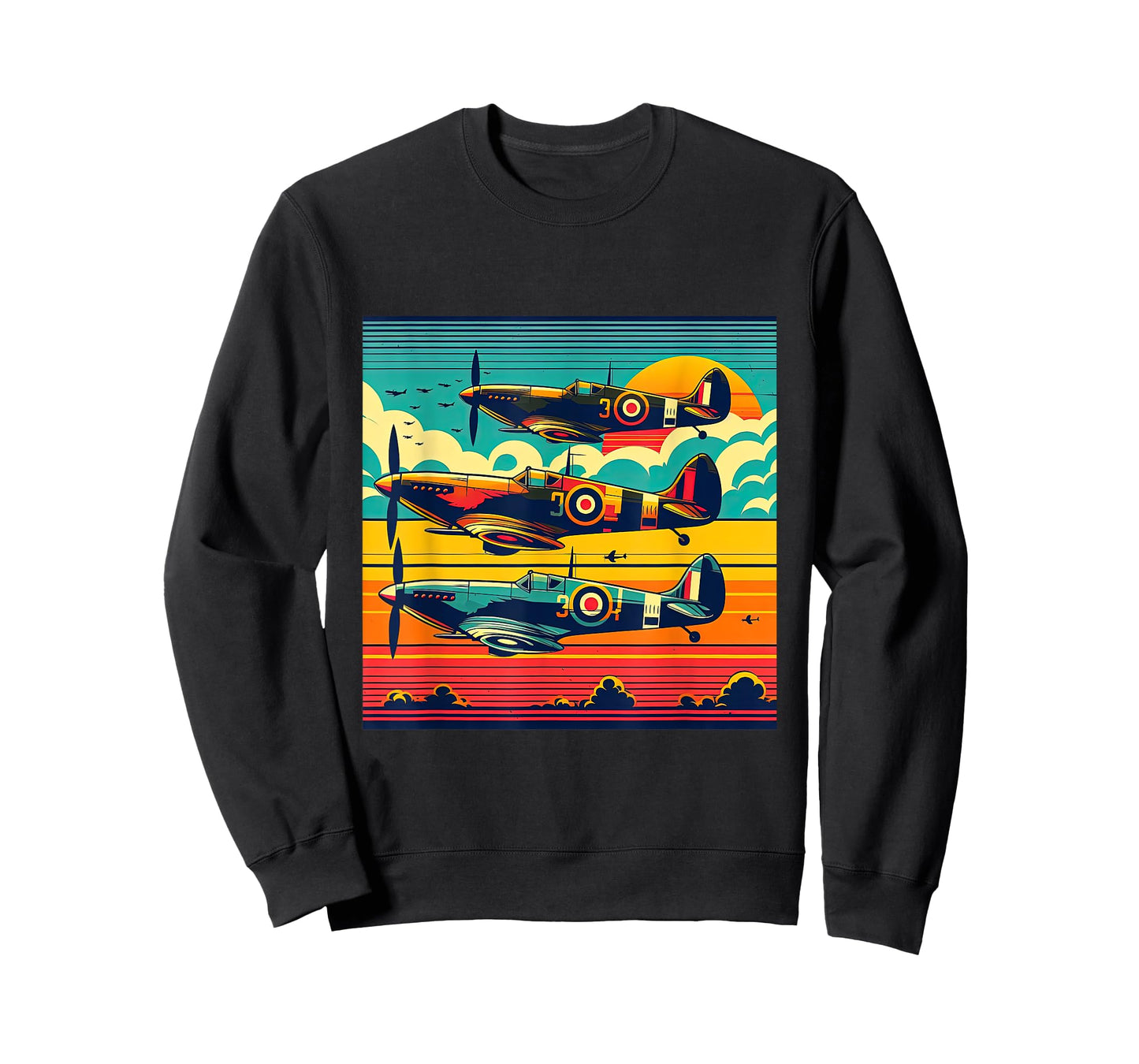 Vintage Style Retro Sunset WW2 Spitfire Supermarine Airplane T-Shirt