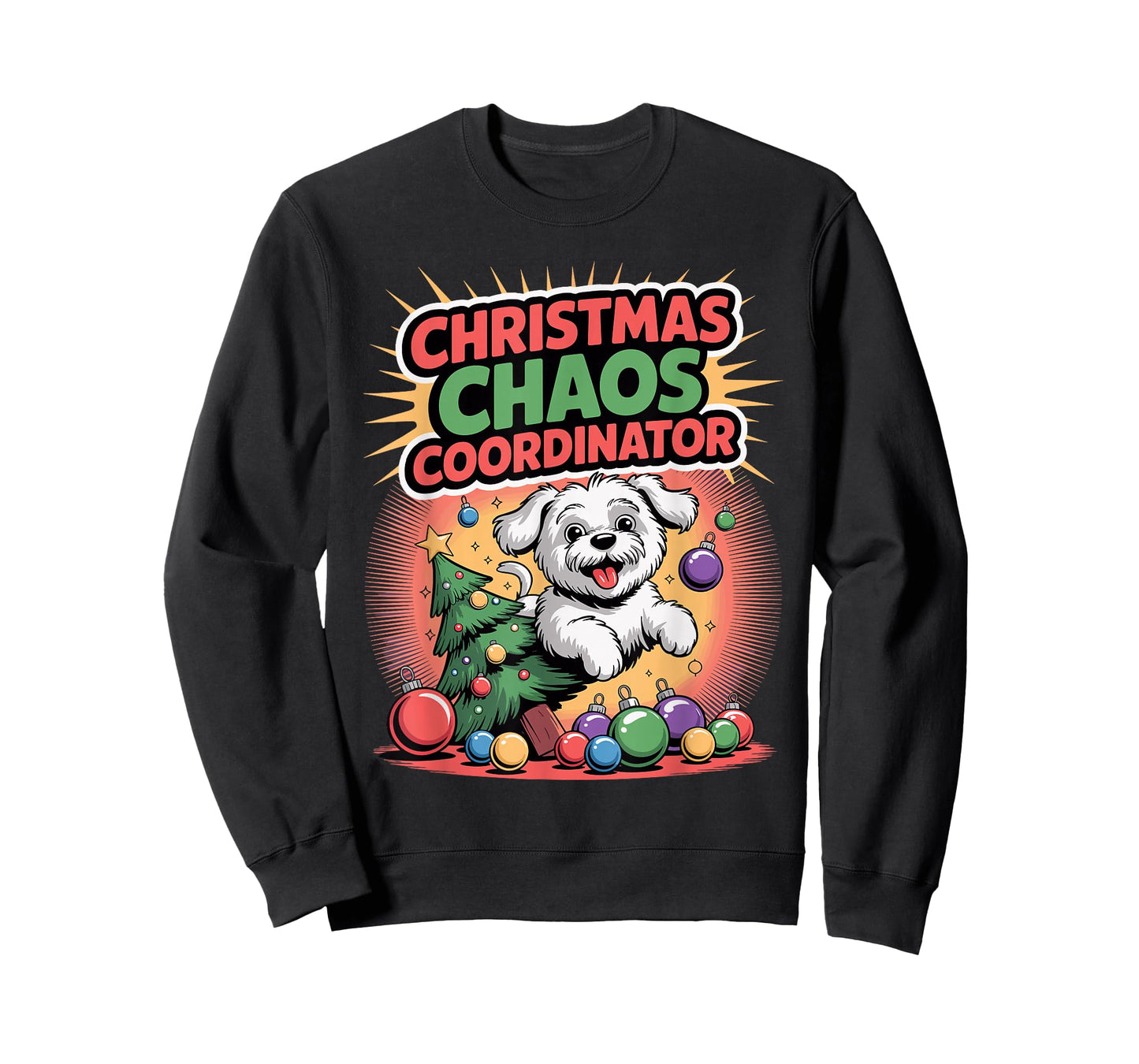 Christmas Chaos Coordinator Xmas Puppy Funny Maltese T-Shirt