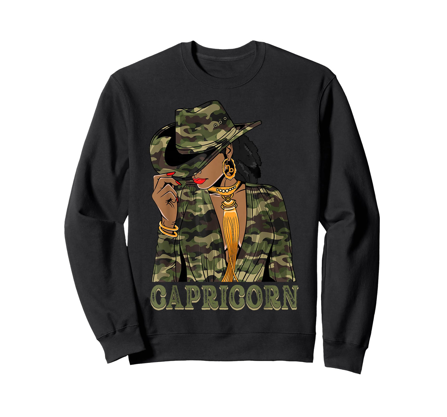 Capricorn Western Black Cowgirl Camo Camoflauge Zodiac T-Shirt