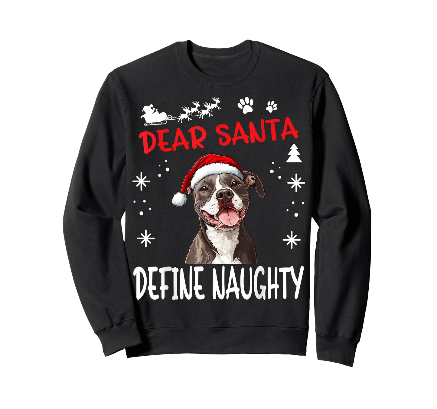 Cute American Staffordshire Terrier Dog Christmas Dear Santa T-Shirt
