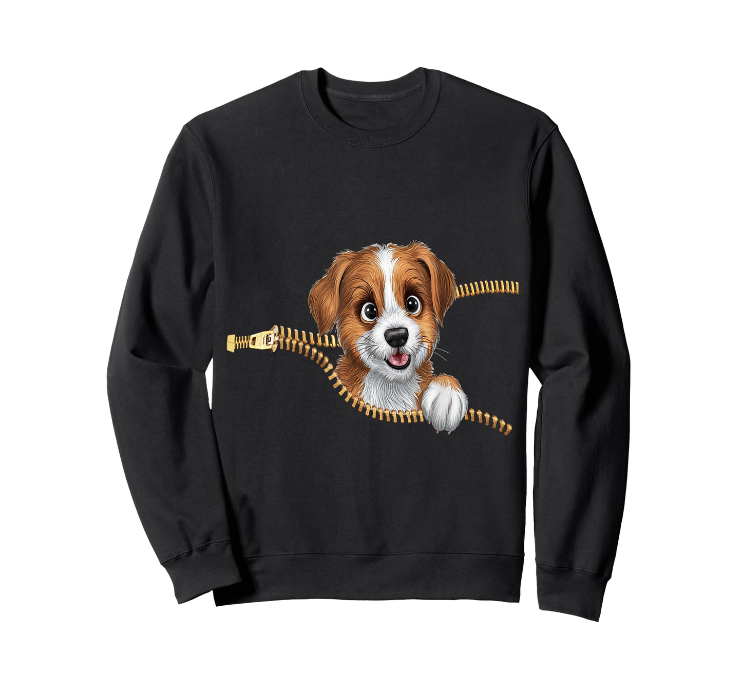 Cute Dog in Pocket Funny Zipper Pocket Graphic Design Puppy T-Shirt